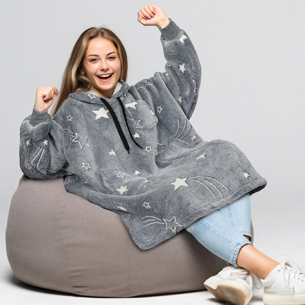 Blanket Sweatshirt Sherpa Lining Comfy Fleece Oversized Hoodie for Kids Teens - Picture 21 of 71