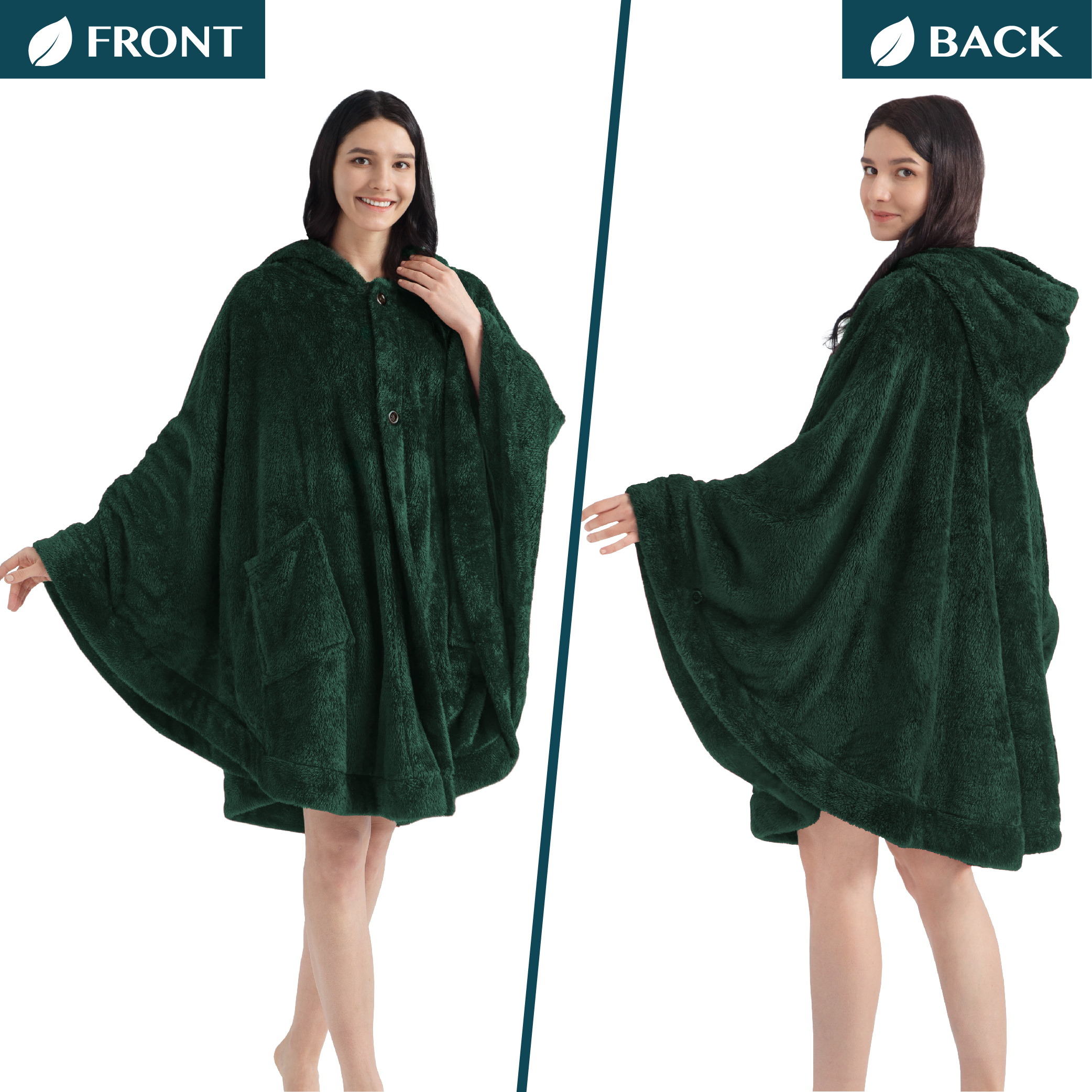 Poncho Manta con Capucha Usable Mantón Envoltura Capucha Bolsillos Suave Esponjoso Regalo - Imagen 15 de 81