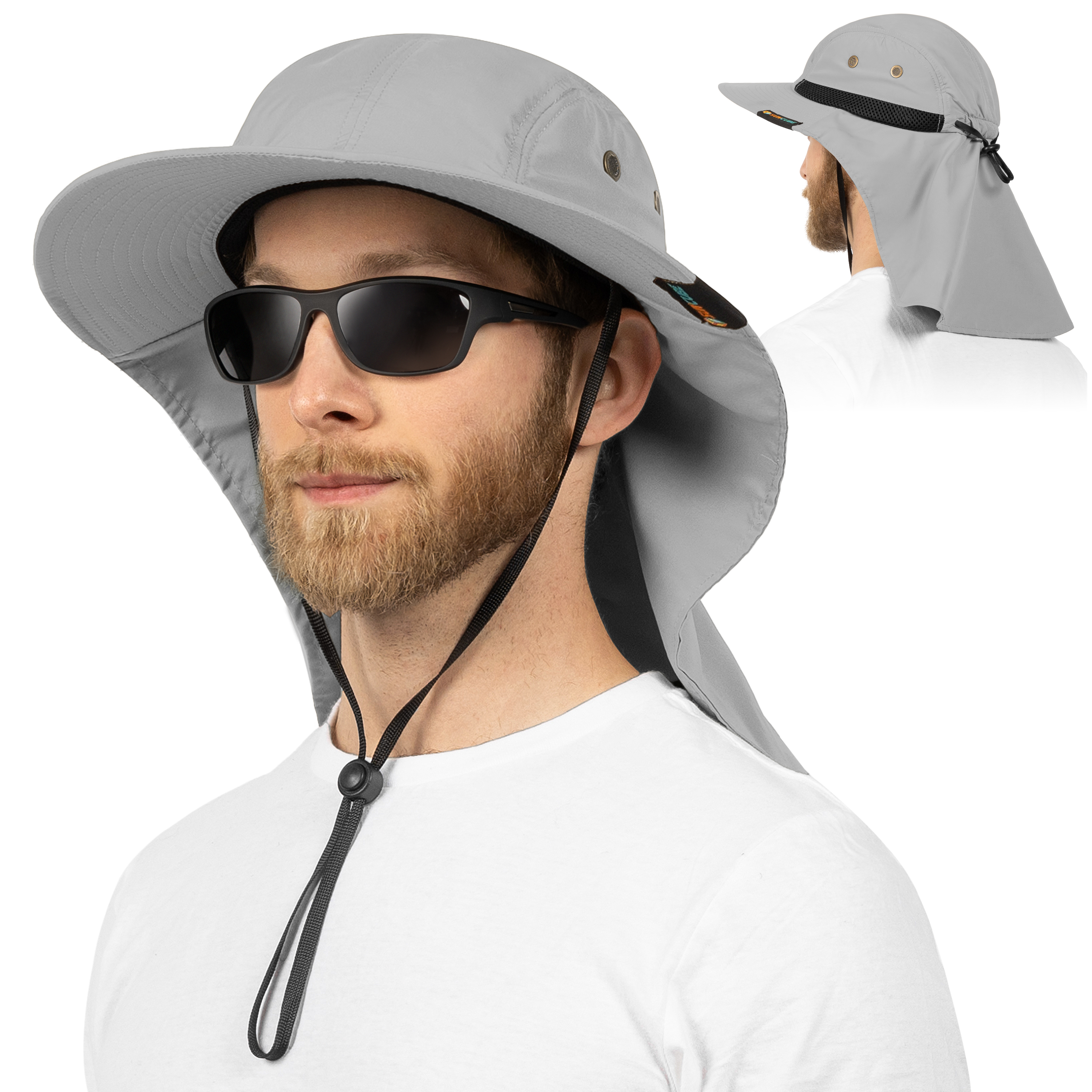 Suncube Sun Hat With Neck Flap Cover | UPF 50 Wide Brim Chin Tan
