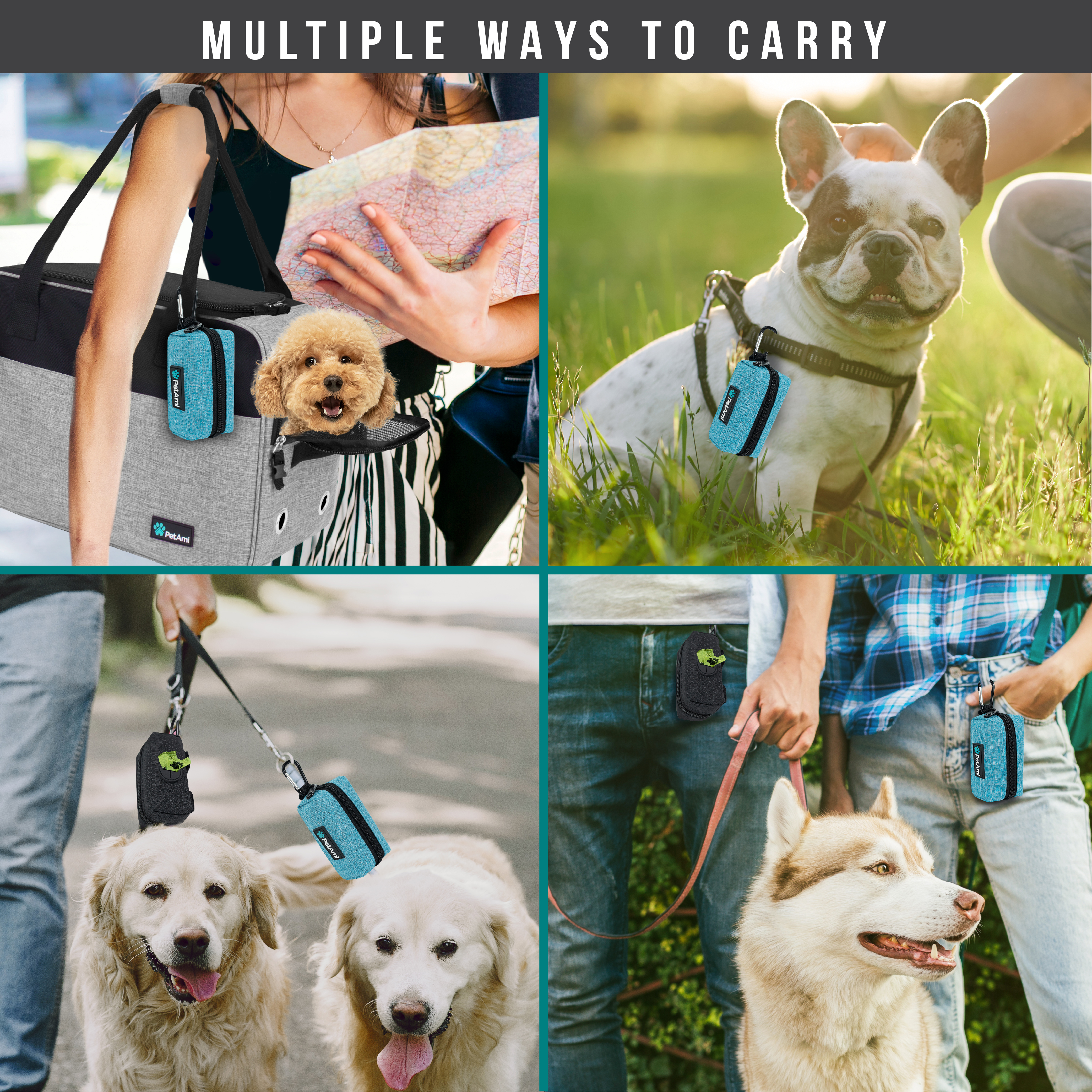 Dog Poop Bag Holder Leash Waste Bag Dispenser Treat Clip Bag Belt Walking Hiking