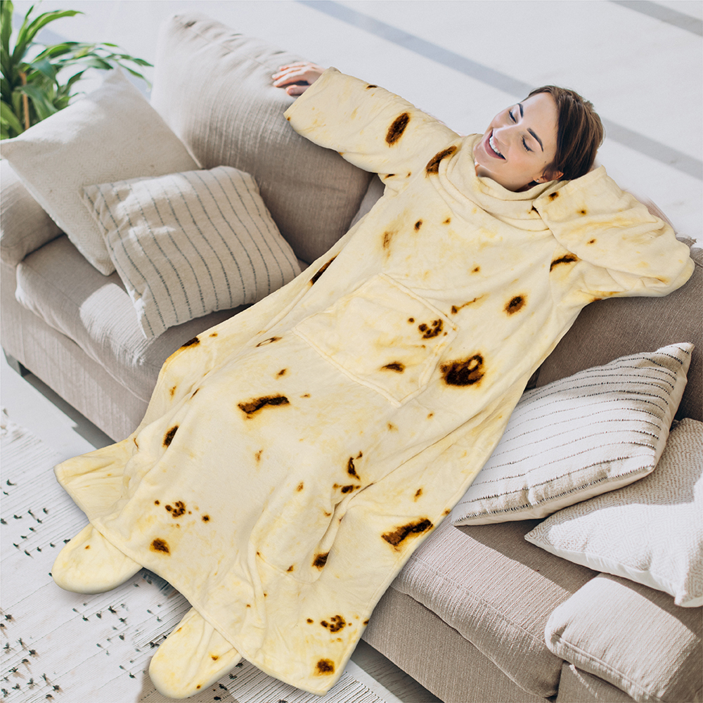 Tragbare Decke mit Fußtasche Ärmel Weich Fleece Wickel Sofa Couch TV Geschenke - Bild 21 von 192