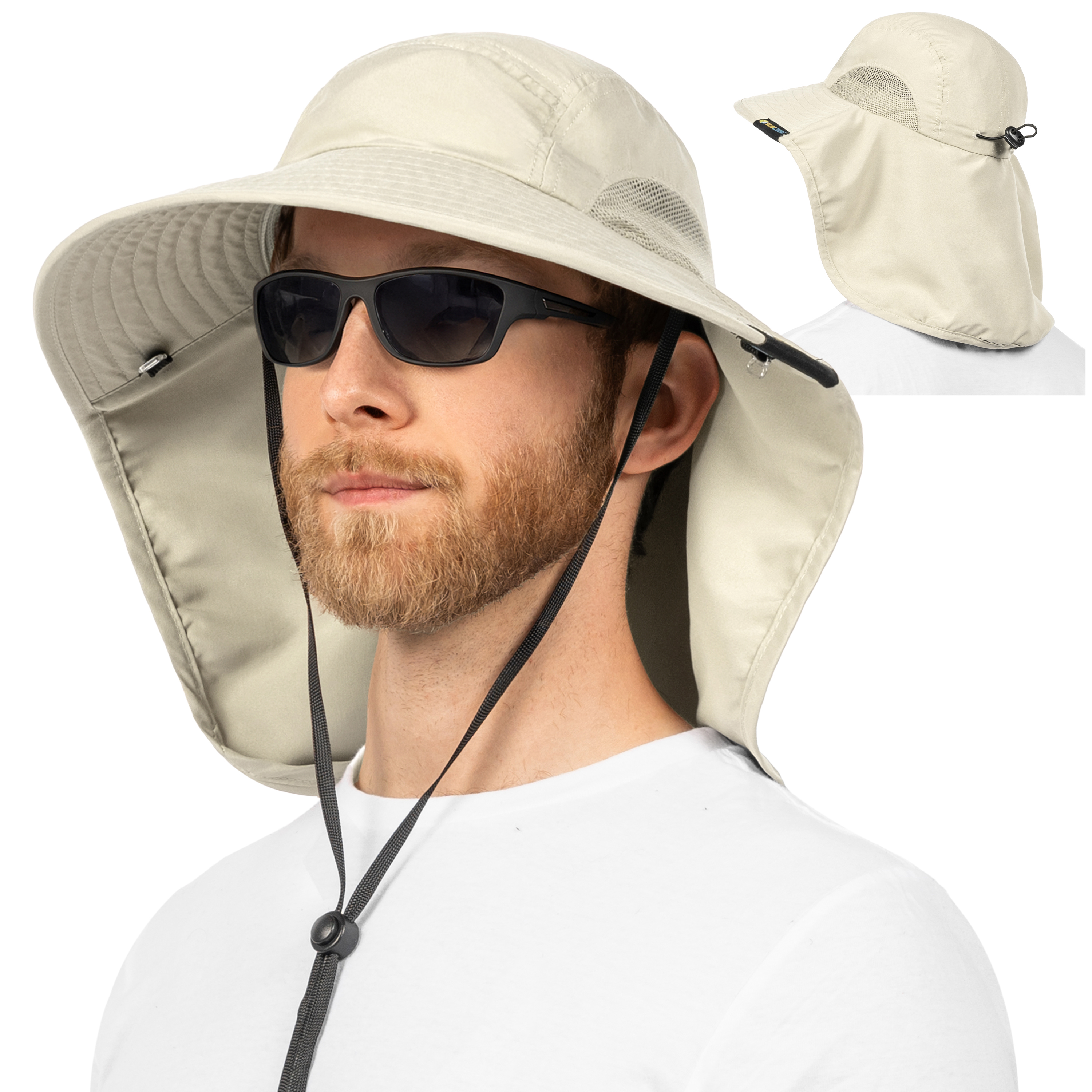 Sombrero para el Sol con Solapa para el Cuello Ala Ancha Sombrero para Senderismo 50+UPF Hombres Mujeres Pesca Safari FPS - Imagen 9 de 128