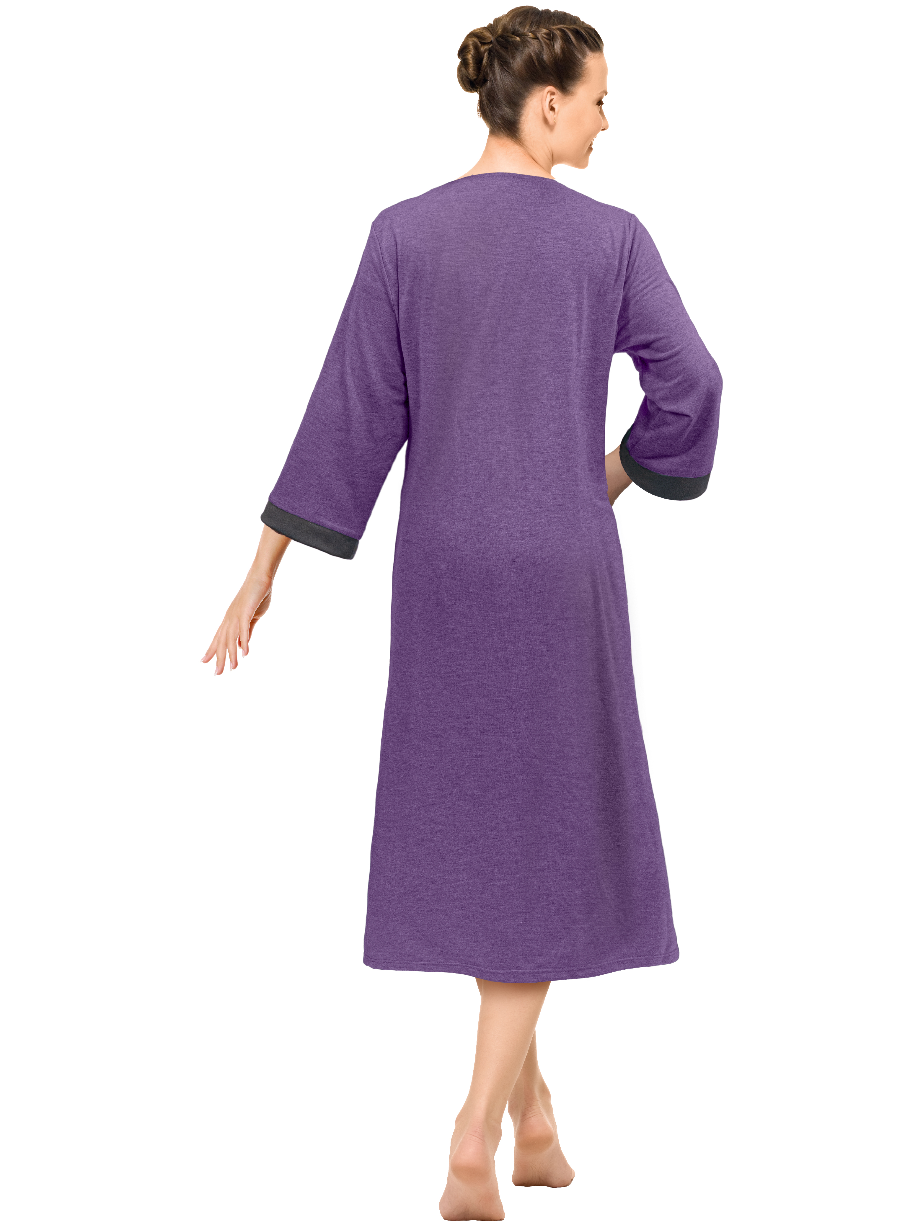 Mujeres Cremallera Abrigo Tumbona Cremallera Damas Bata Ligero Casa Abrigo Vestido - Imagen 35 de 40