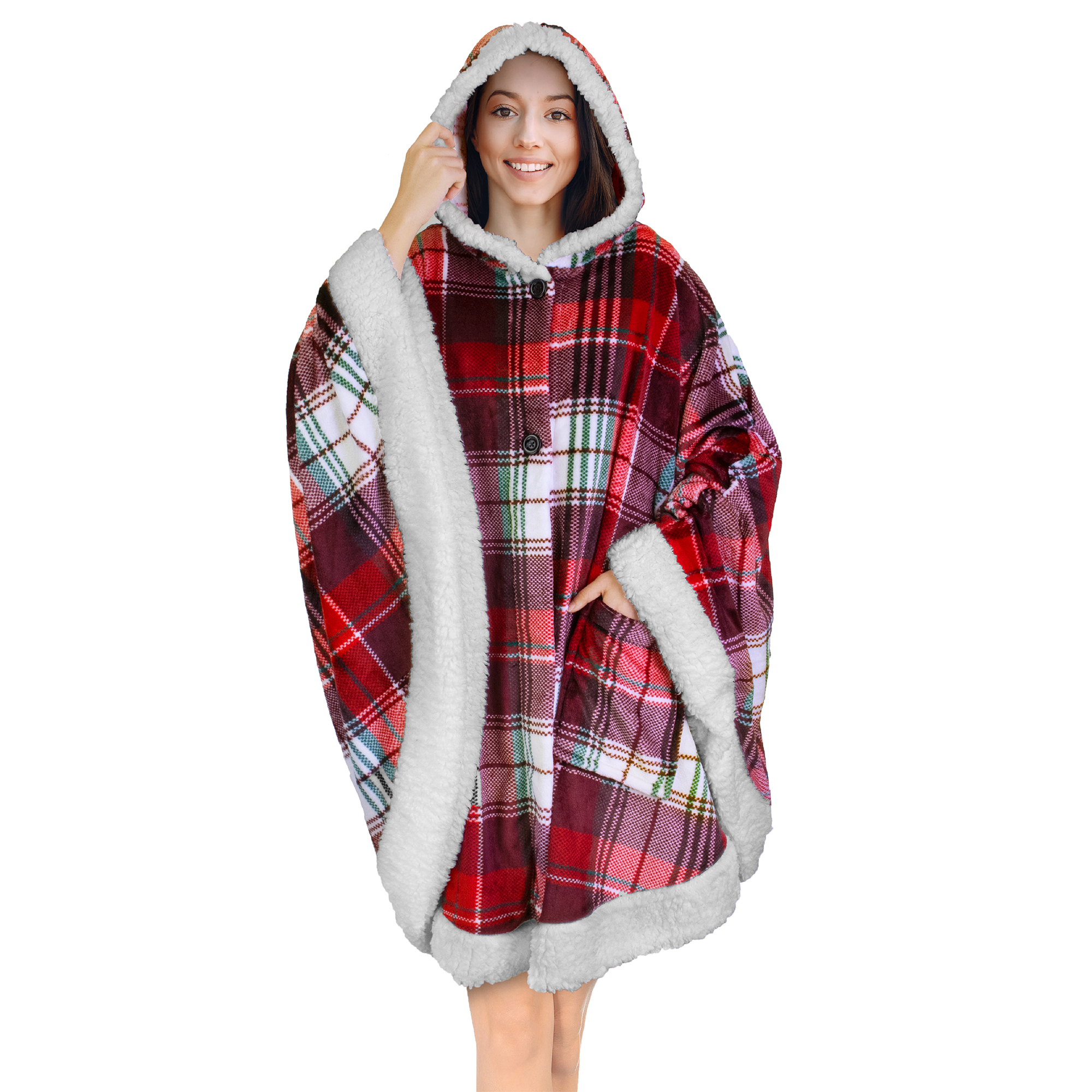 Manta portátil con capucha Angel Wrap para mujer acogedora poncho envolvente capucha tiro para adulto - Imagen 70 de 184