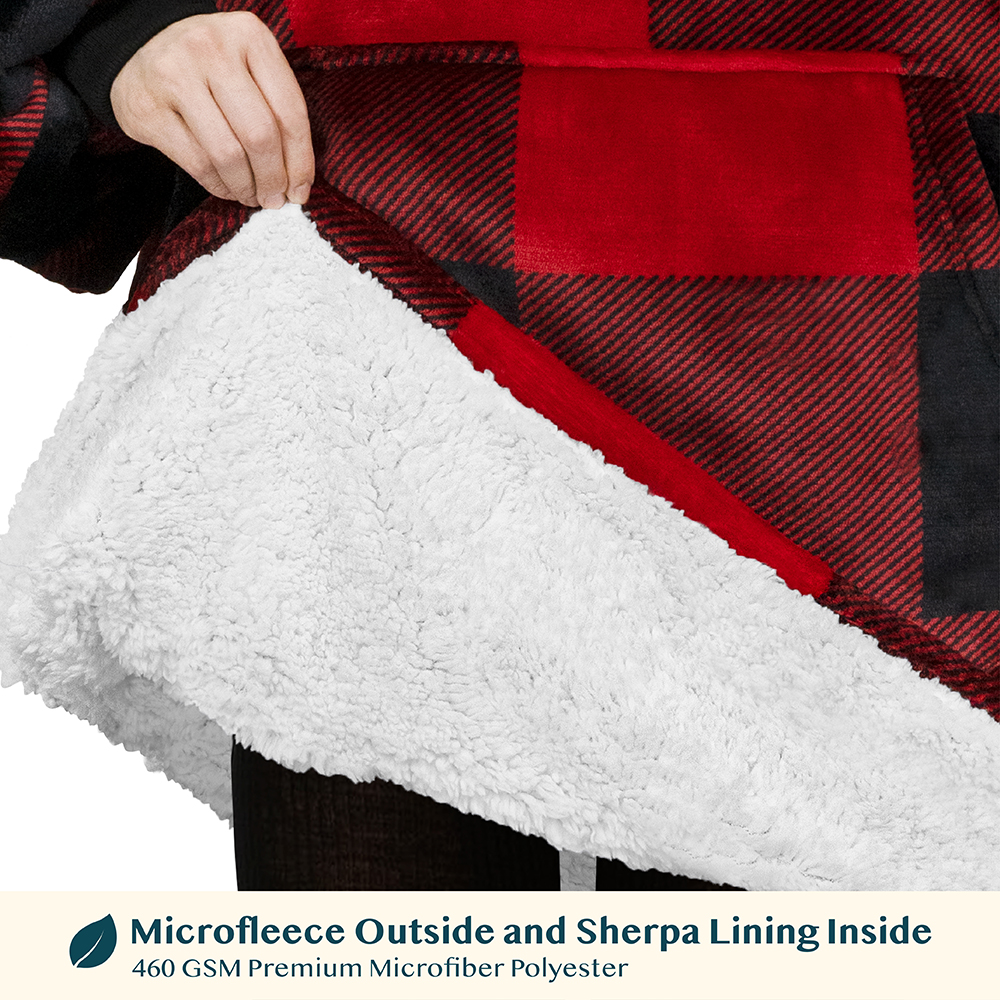 Blanket Sweatshirt Sherpa Lining Plush Soft Comfy Fleece Oversized Hoodie Pocket - Picture 65 of 101