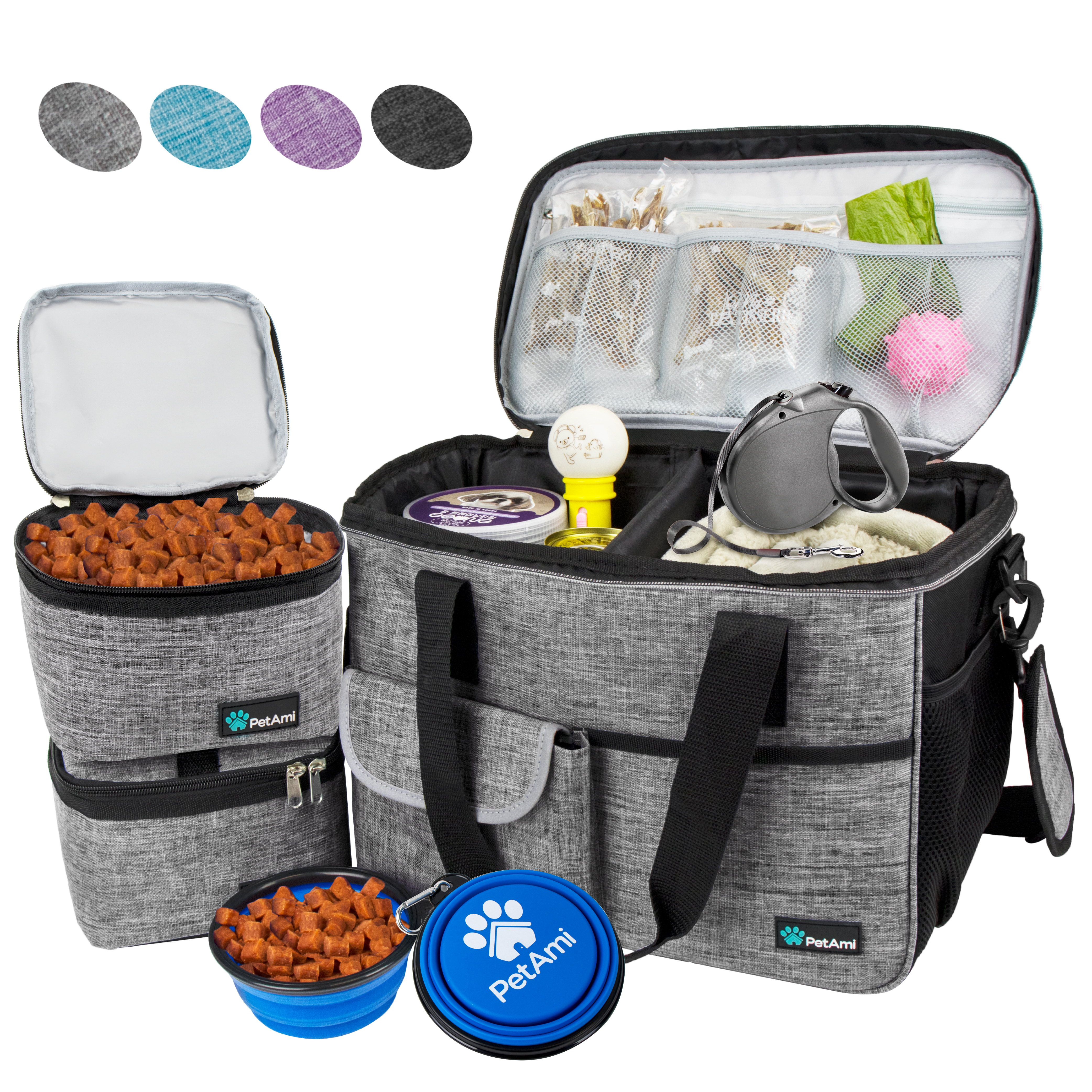 Pet Supply Travel Bag Set Weekend Tote Dog Gear Food Carrier Accessory Organizer - Picture 22 of 59