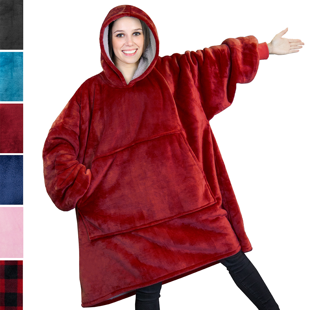 HOODIE SWEATSHIRT Wearable Comfy Blanket With Hood Sleeves Large