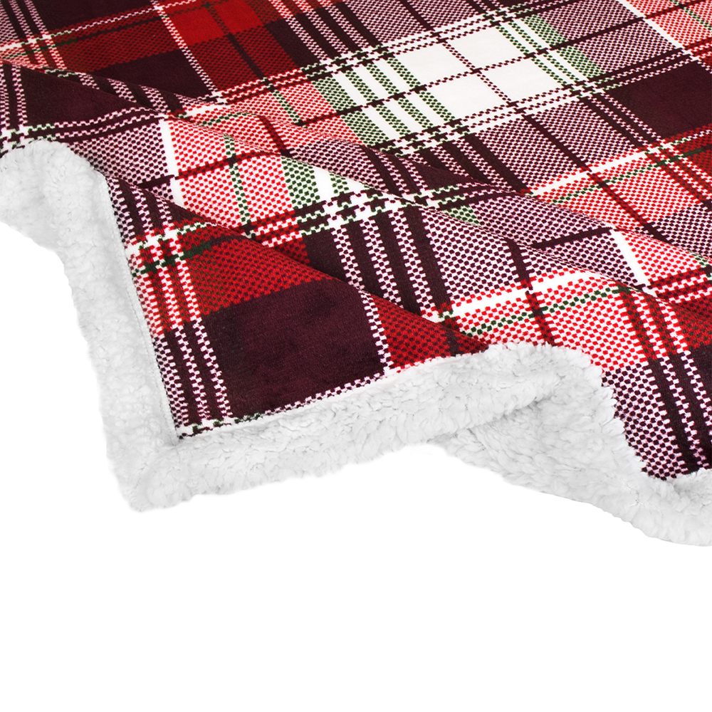 Christmas Blanket Microfiber Fleece Plaid Sherpa Holiday Throw for Couch Sofa - Picture 26 of 68