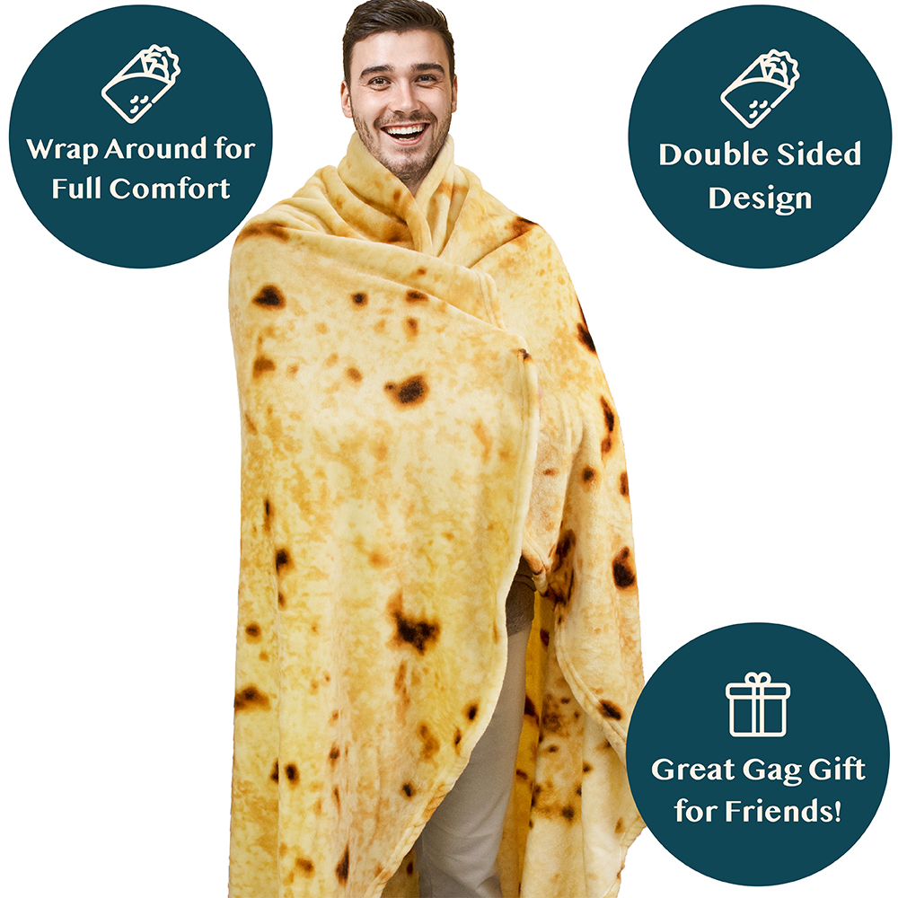 Tortilla Blanket Burrito Wrap Throw Food Blanket Funny Gag Adult Gift Taco Corn - Picture 16 of 25