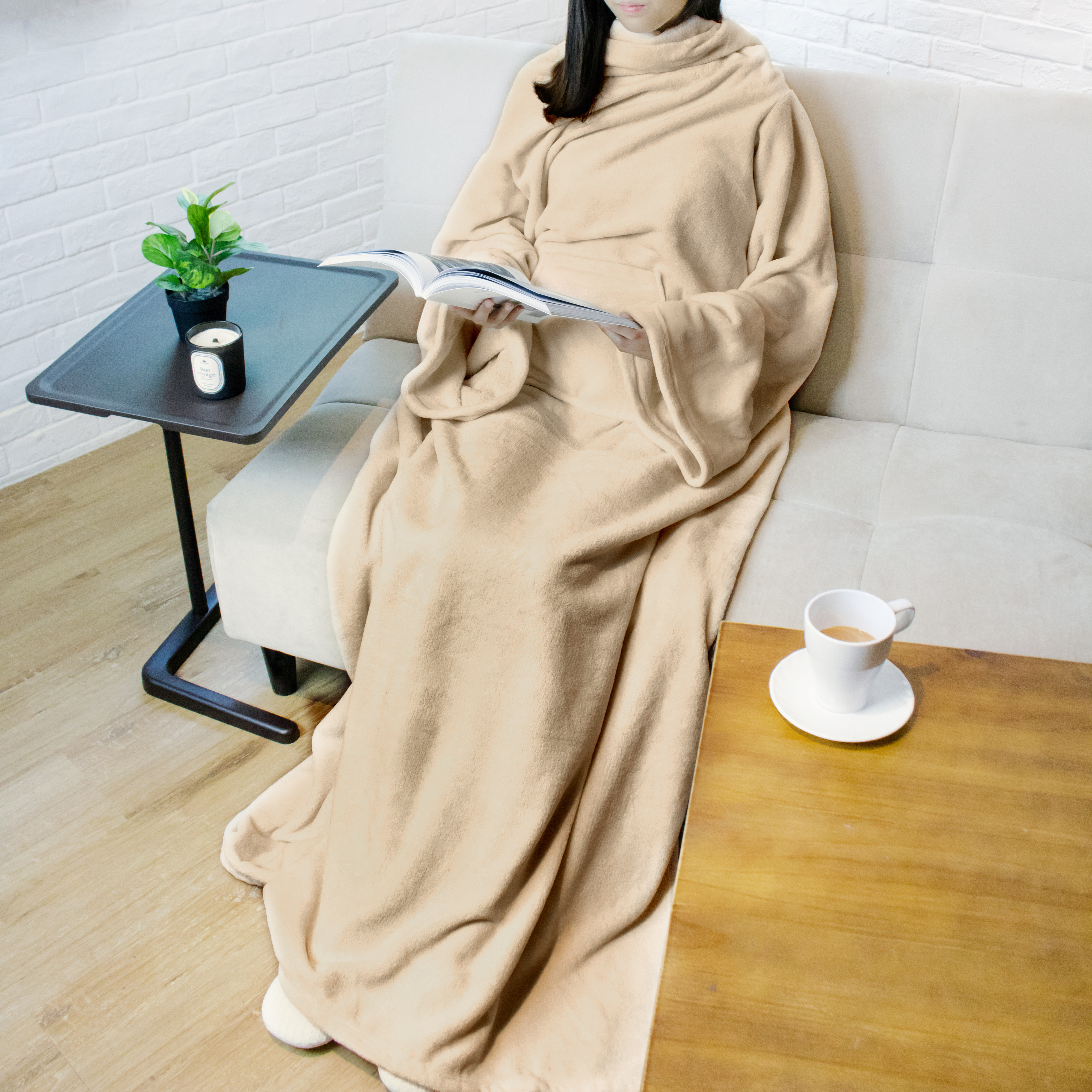 Fleece Wearable TV Blanket with Sleeves Front Pocket Robe Warn Soft Blanket Gift - Picture 36 of 168