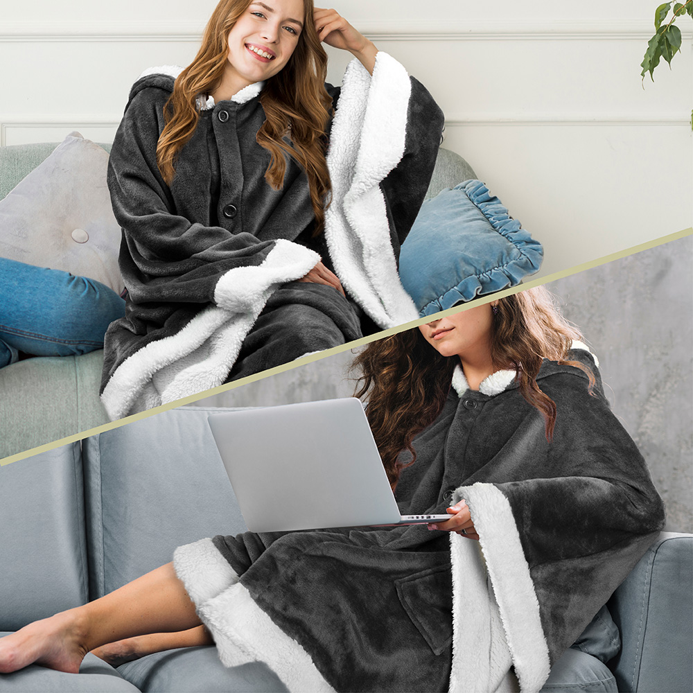 Manta portátil con capucha Angel Wrap para mujer acogedora poncho envolvente capucha tiro para adulto - Imagen 35 de 184