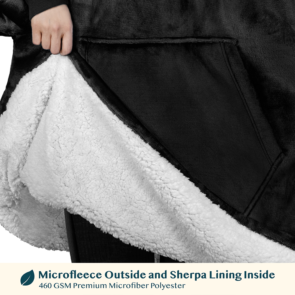 Blanket Sweatshirt Sherpa Lining Comfy Fleece Oversized Hoodie for Kids Teens JR - Picture 4 of 71