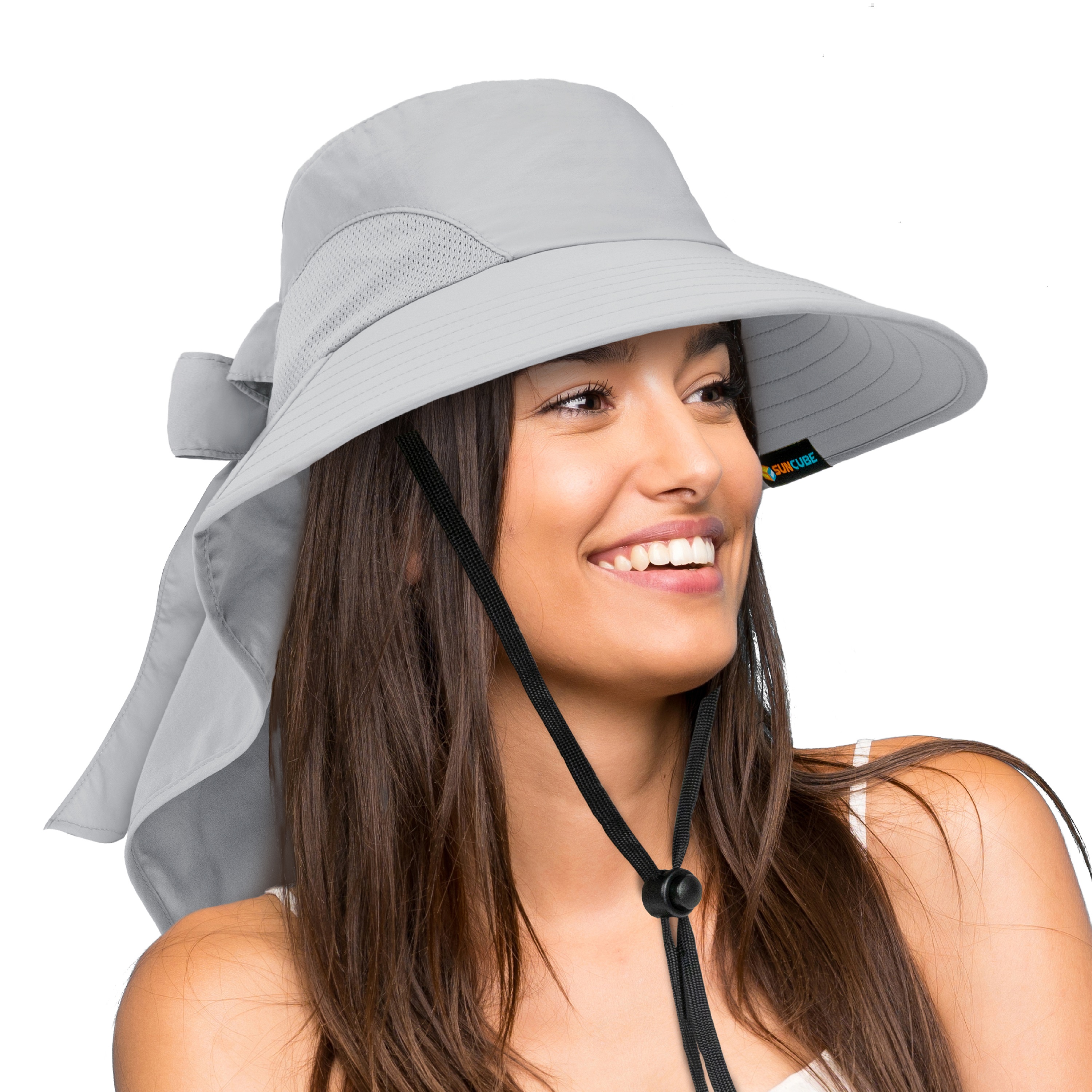 Womens Sun Hat Wide Brim and Ponytail Hole, Hiking Safari Hat with