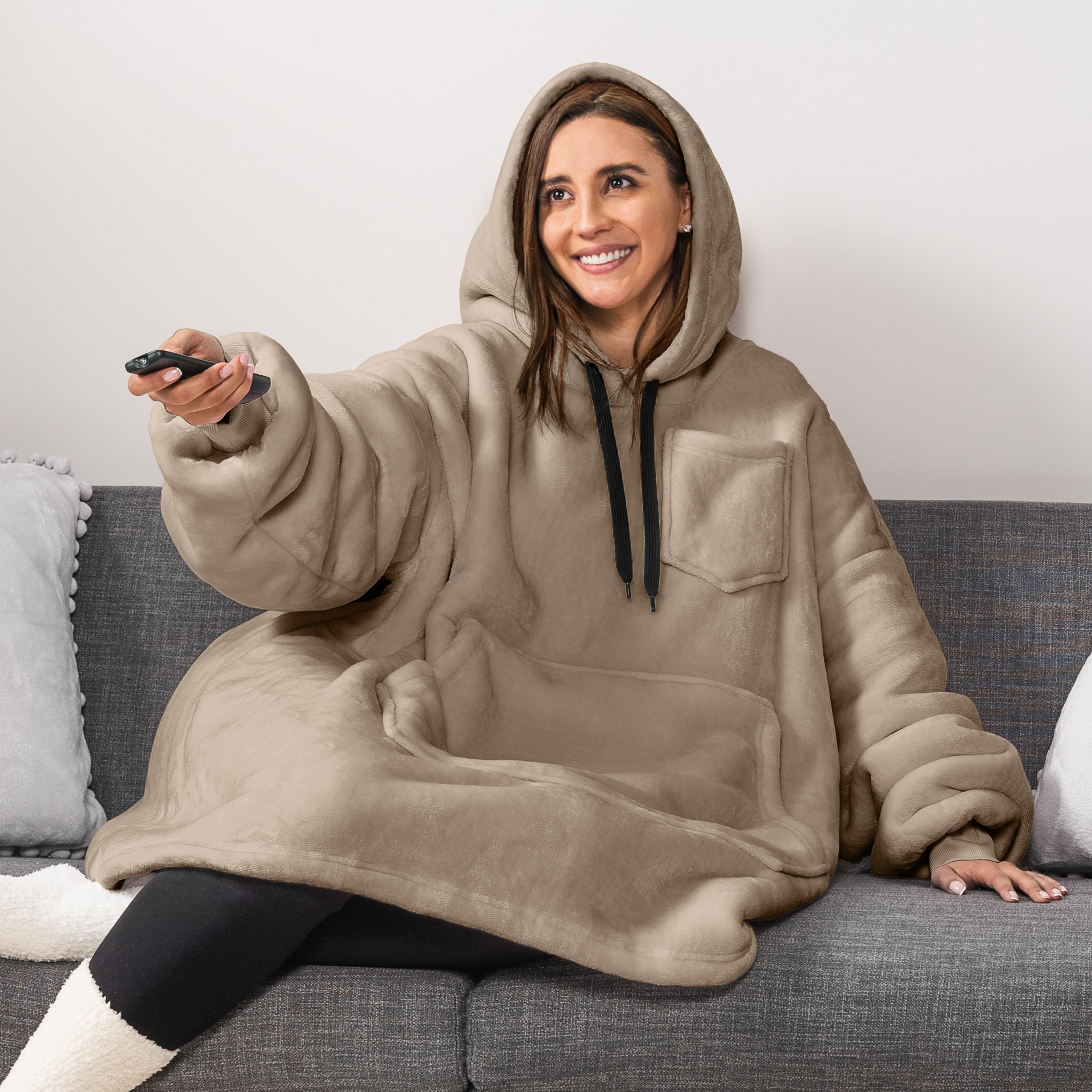 Blanket Sweatshirt Sherpa Plush Soft Comfy Fleece Oversized Hoodie Pocket Gift - Picture 96 of 117