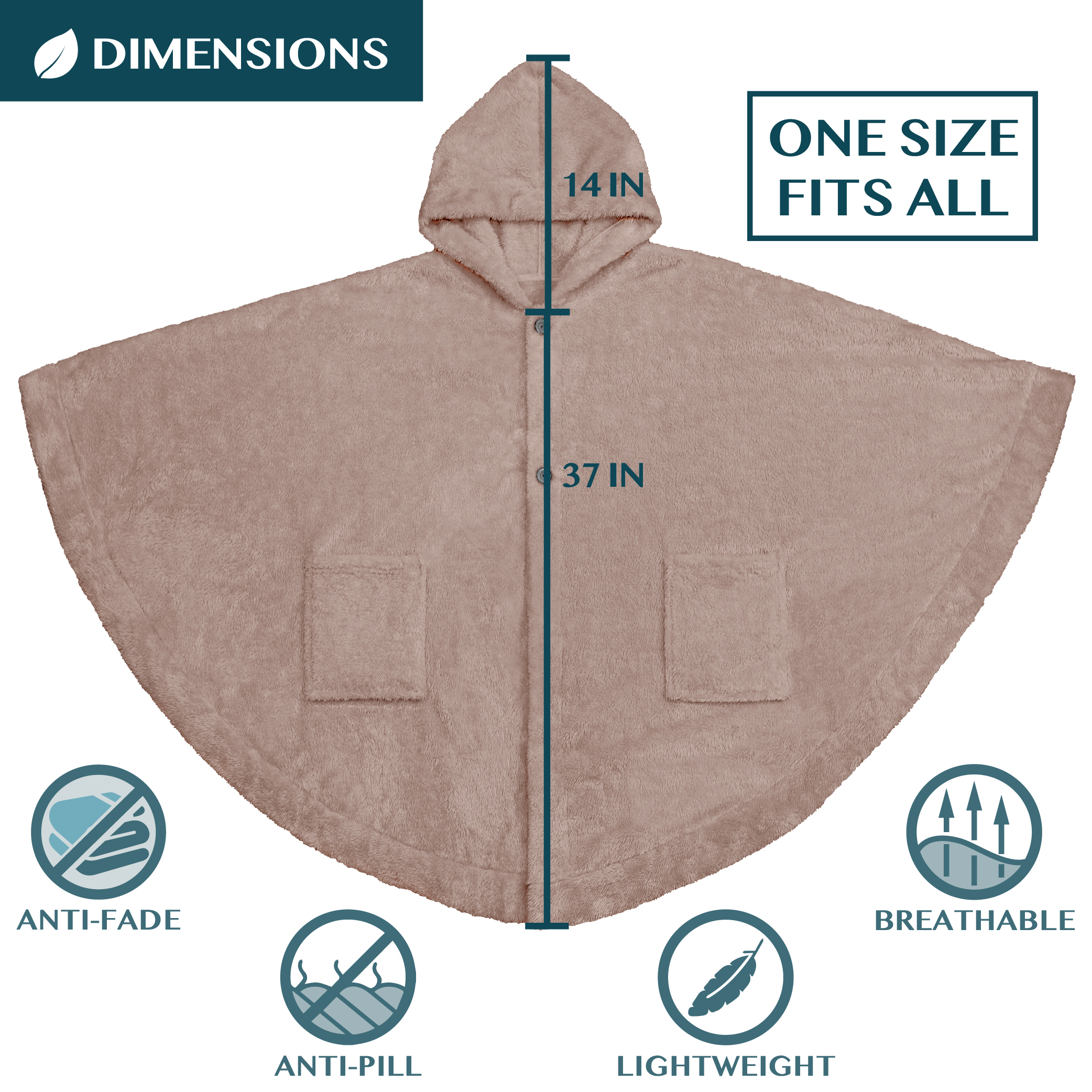 Poncho Manta con Capucha Usable Mantón Envoltura Capucha Bolsillos Suave Esponjoso Regalo - Imagen 69 de 81