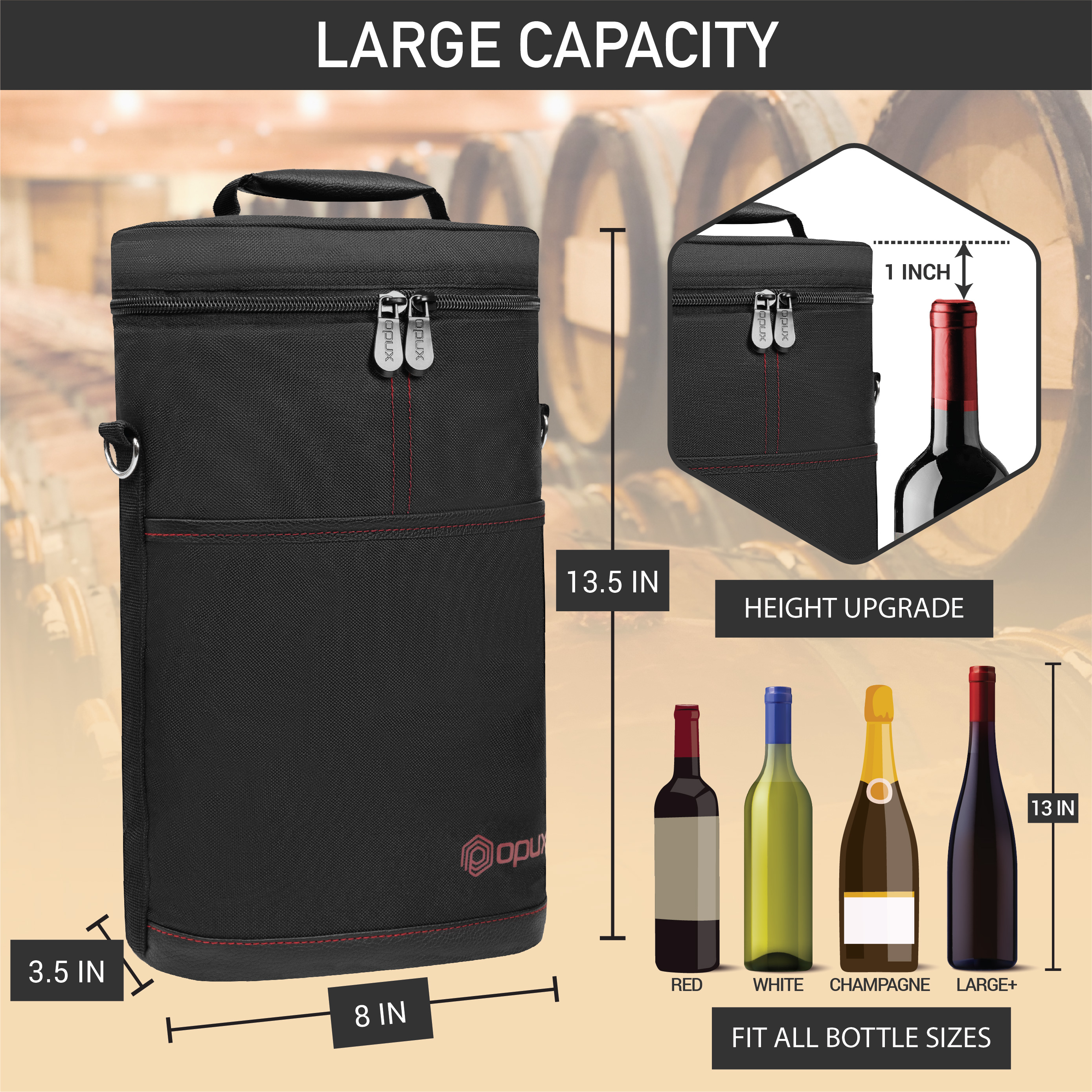 Insulated Wine Carrier Tote Bag Two 2 Bottle Padded Cooler Bag Travel Protection - Picture 4 of 85