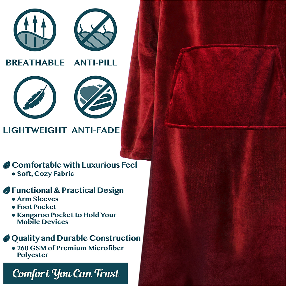 Tragbare Decke mit Fußtasche Ärmel Weich Fleece Wickel Sofa Couch TV Geschenke - Bild 186 von 192