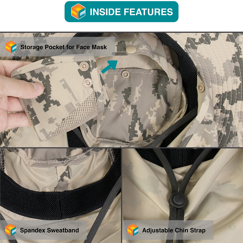 Boonie Sun Hat With Neck Flap UPF Face Cover Shade for Outdoors Fishing Hiking - Picture 13 of 43