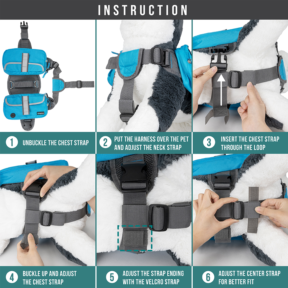 Dog Backpack Harness For Hiking Traveling Camping Training Bag Vest Saddle Bag - Picture 41 of 43