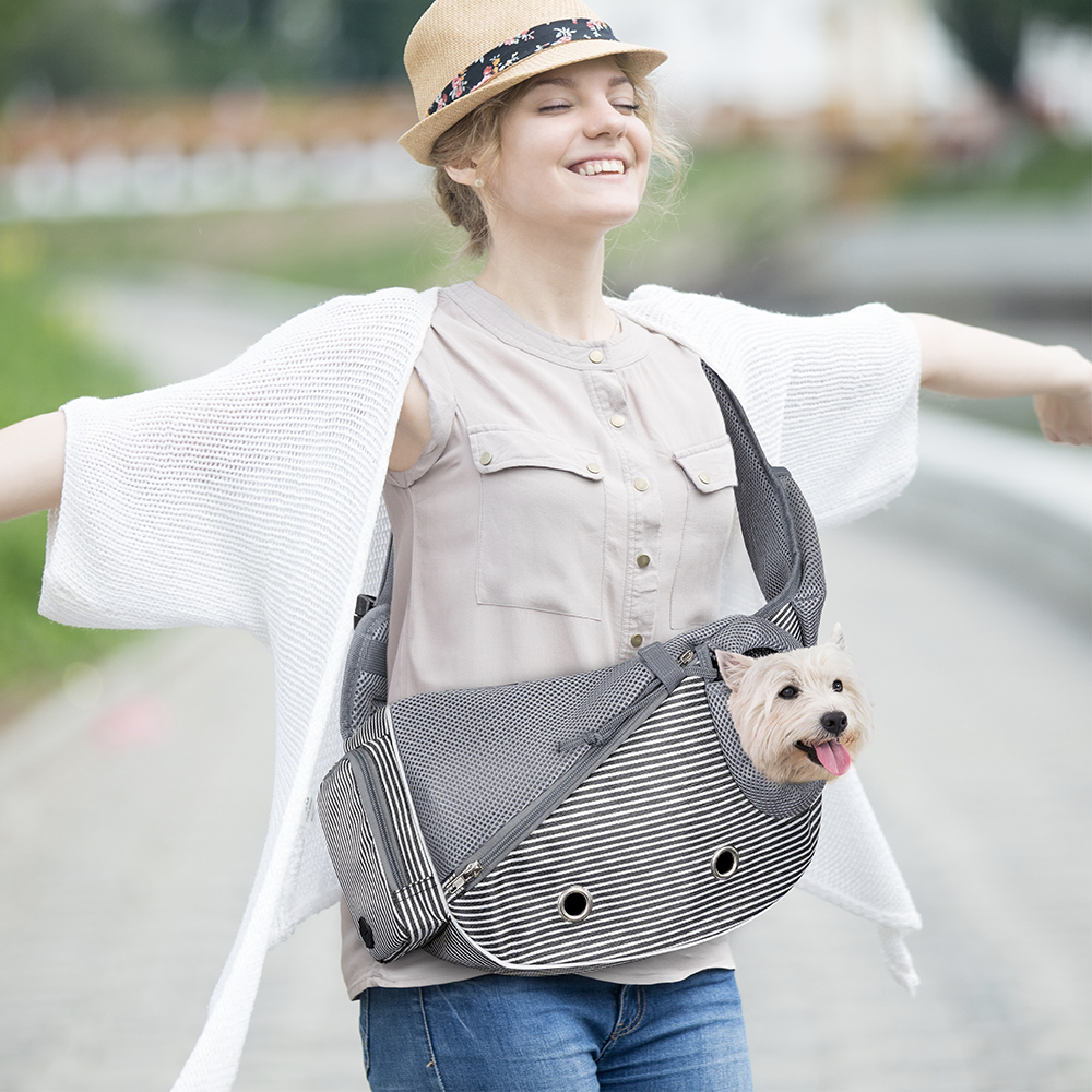Pet Dog Sling Carrier Bag Mesh Puppy Carry Pack Shoulder Backpack Travel Tote M - Picture 27 of 35