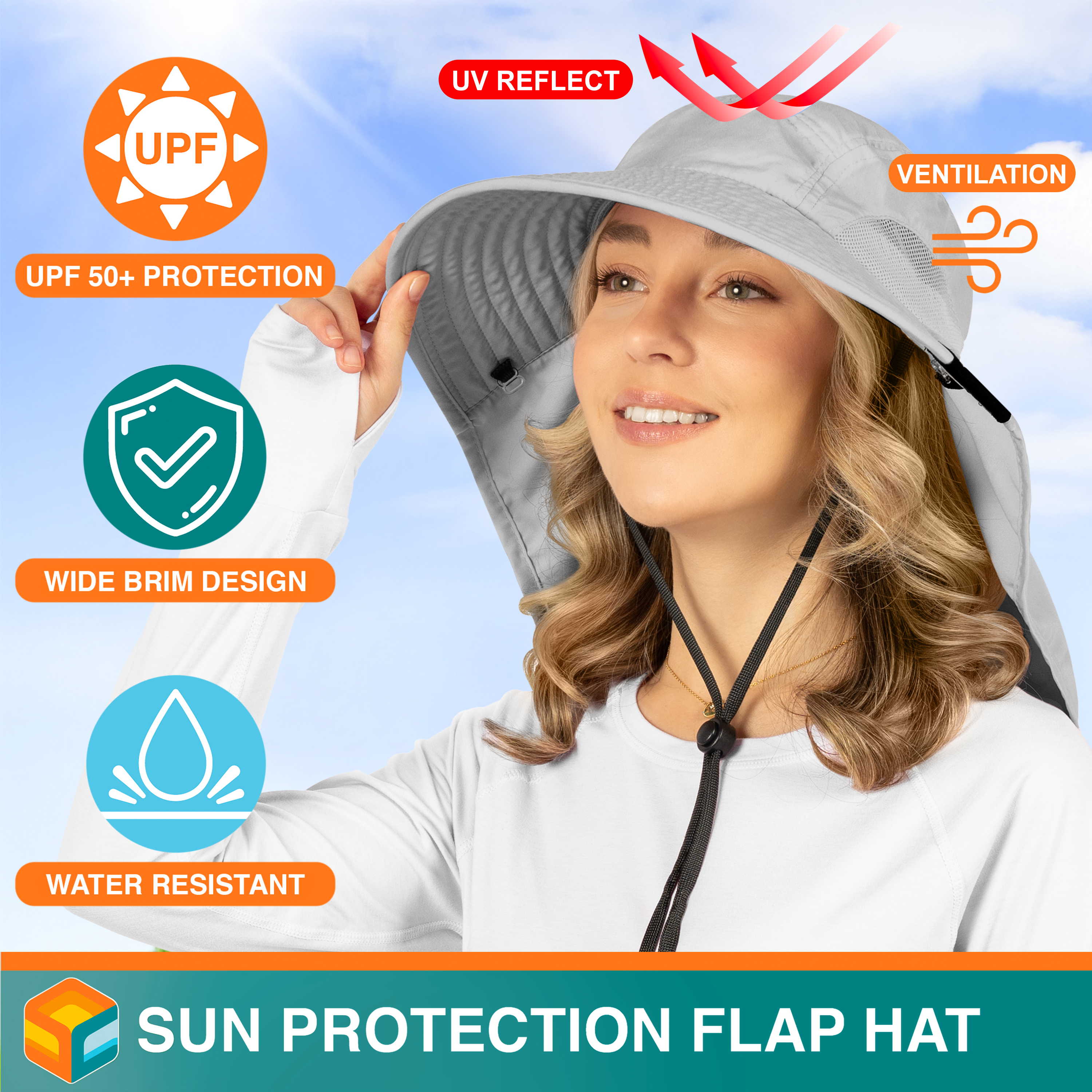 Sombrero para el Sol con Solapa para el Cuello Ala Ancha Sombrero para Senderismo 50+UPF Hombres Mujeres Pesca Safari FPS - Imagen 74 de 128