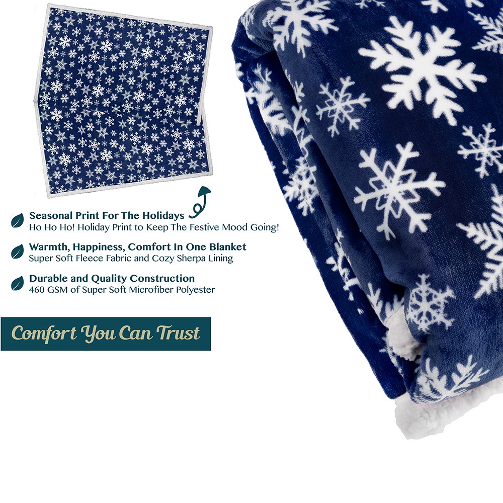 Christmas Blanket Microfiber Fleece Plaid Sherpa Holiday Throw for Couch Sofa - Picture 51 of 68