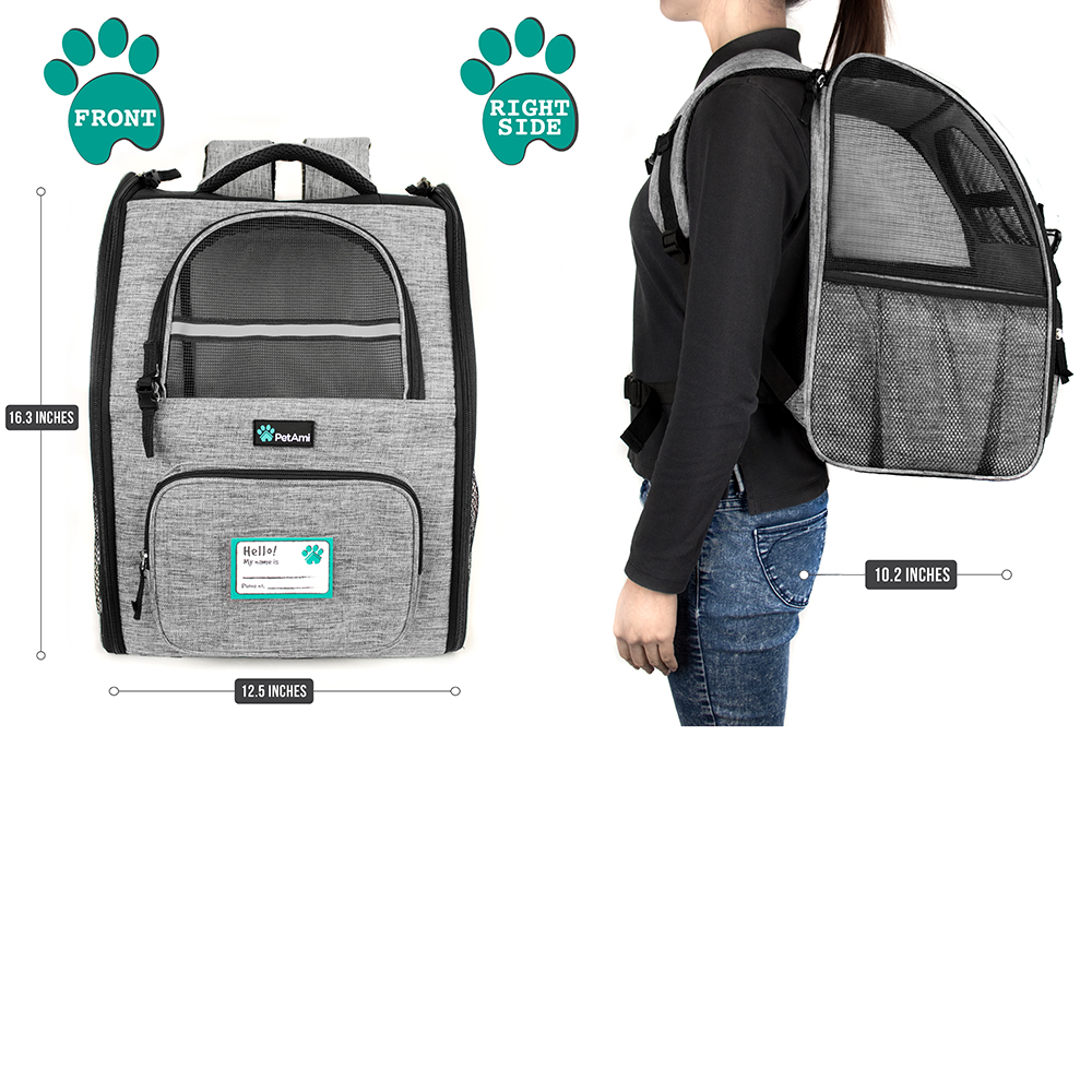 Safety Features and Cushion Back Support Hiking for Travel Two-Sided Entry PetAmi Deluxe Pet Carrier Backpack for Small Cats and Dogs Outdoor Use Puppies Ventilated Design 