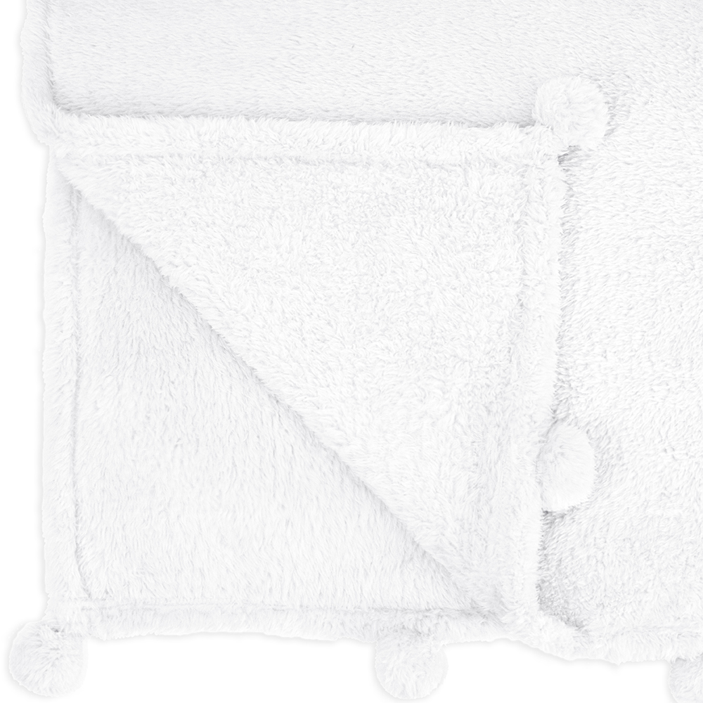 Soft Fuzzy Cozy Pom Pom Throw Blanket with Fluffy Sherpa Fleece for Sofa Couch - Picture 95 of 100