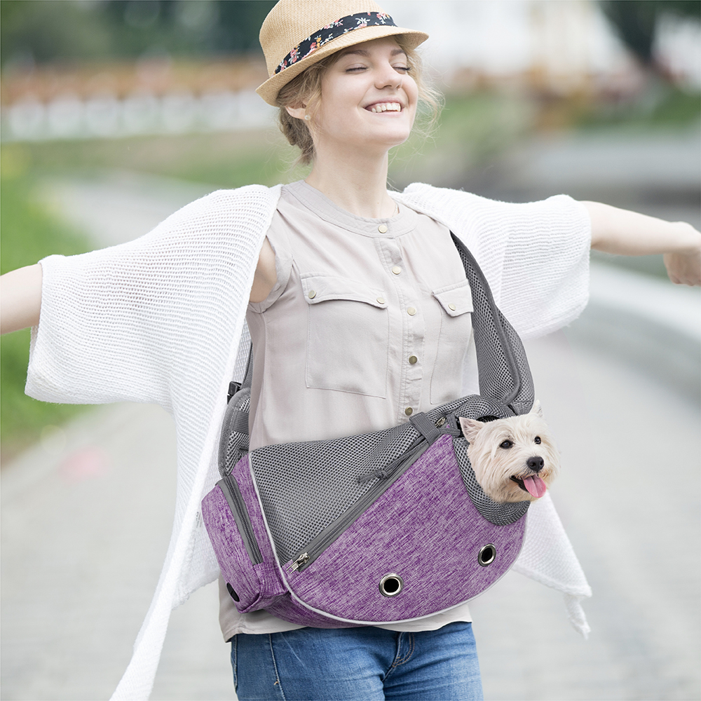 Pet Dog Sling Carrier Bag Mesh Puppy Carry Pack Shoulder Backpack Travel Tote M - Picture 20 of 35