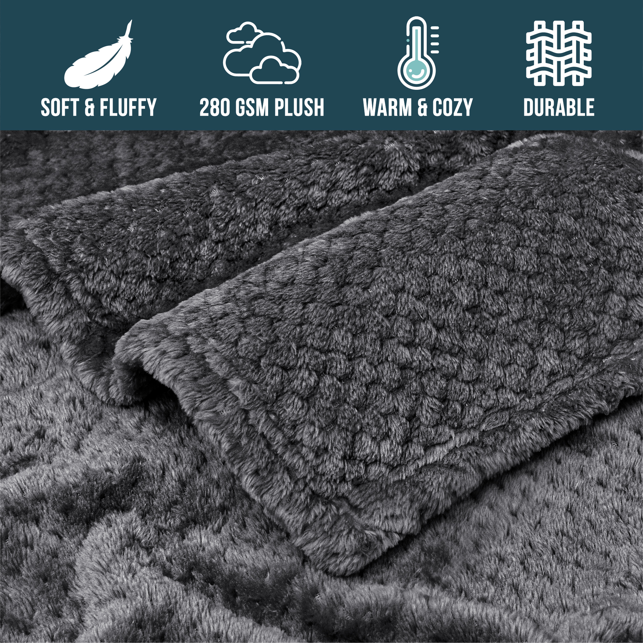 Throw Blanket for Sofa Couch Bed Lightweight Microfiber Polyester Waffle Pattern - Picture 14 of 190
