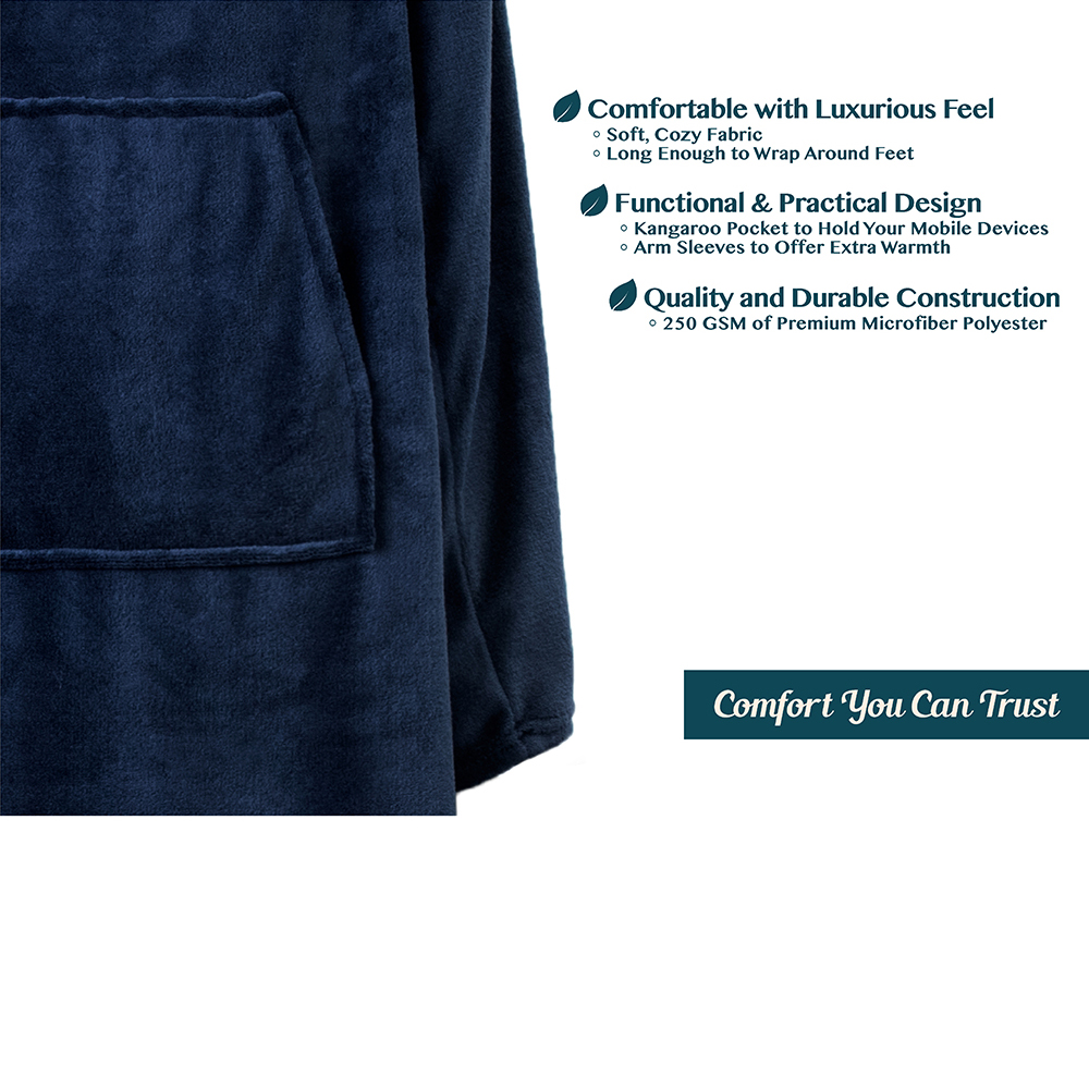 Fleece Wearable TV Blanket with Sleeves Front Pocket Robe Warn Soft Blanket Gift - Picture 55 of 168
