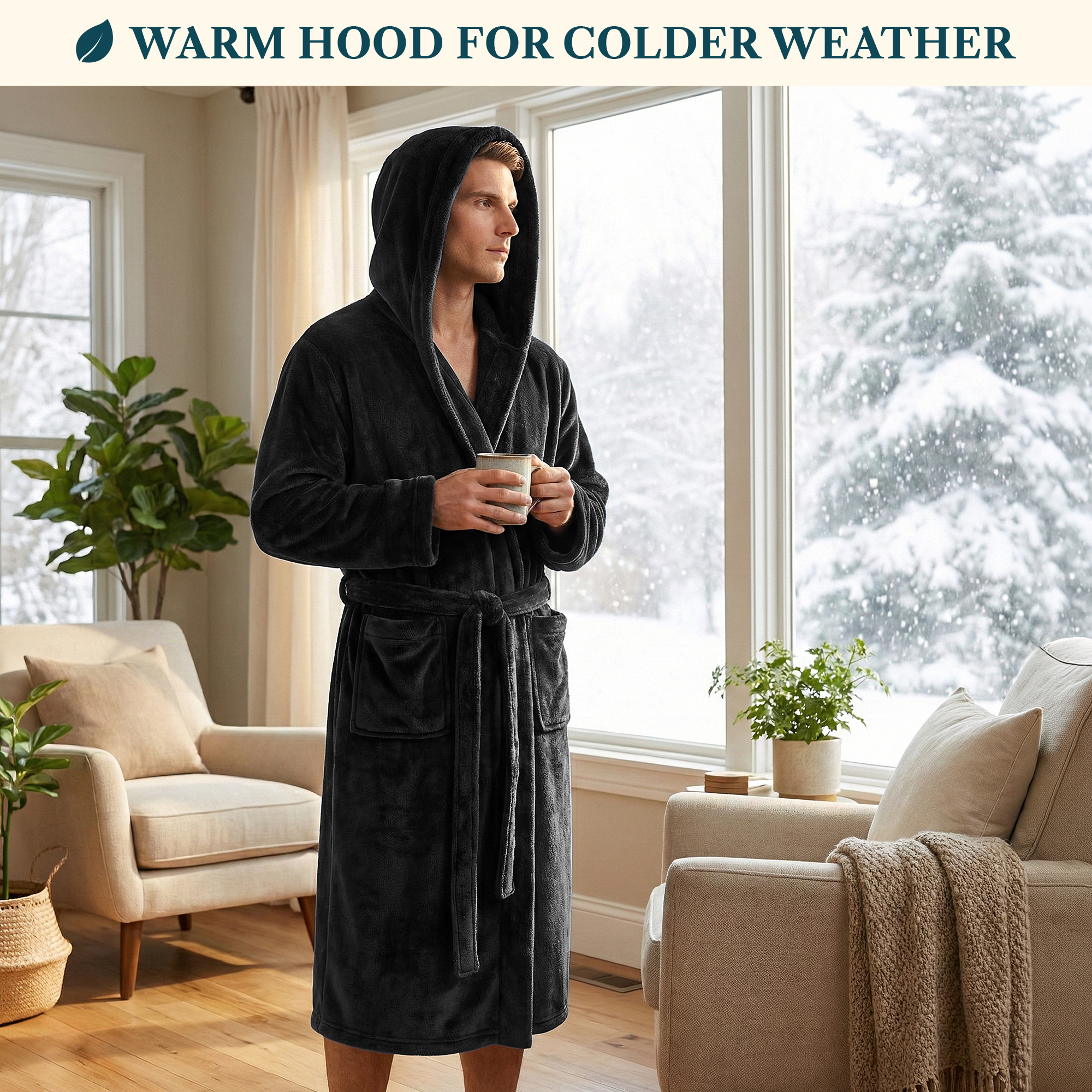 Mens Lightweight Robe Microfiber Fleece Bathrobe Long Soft Spa Bath Male Robe