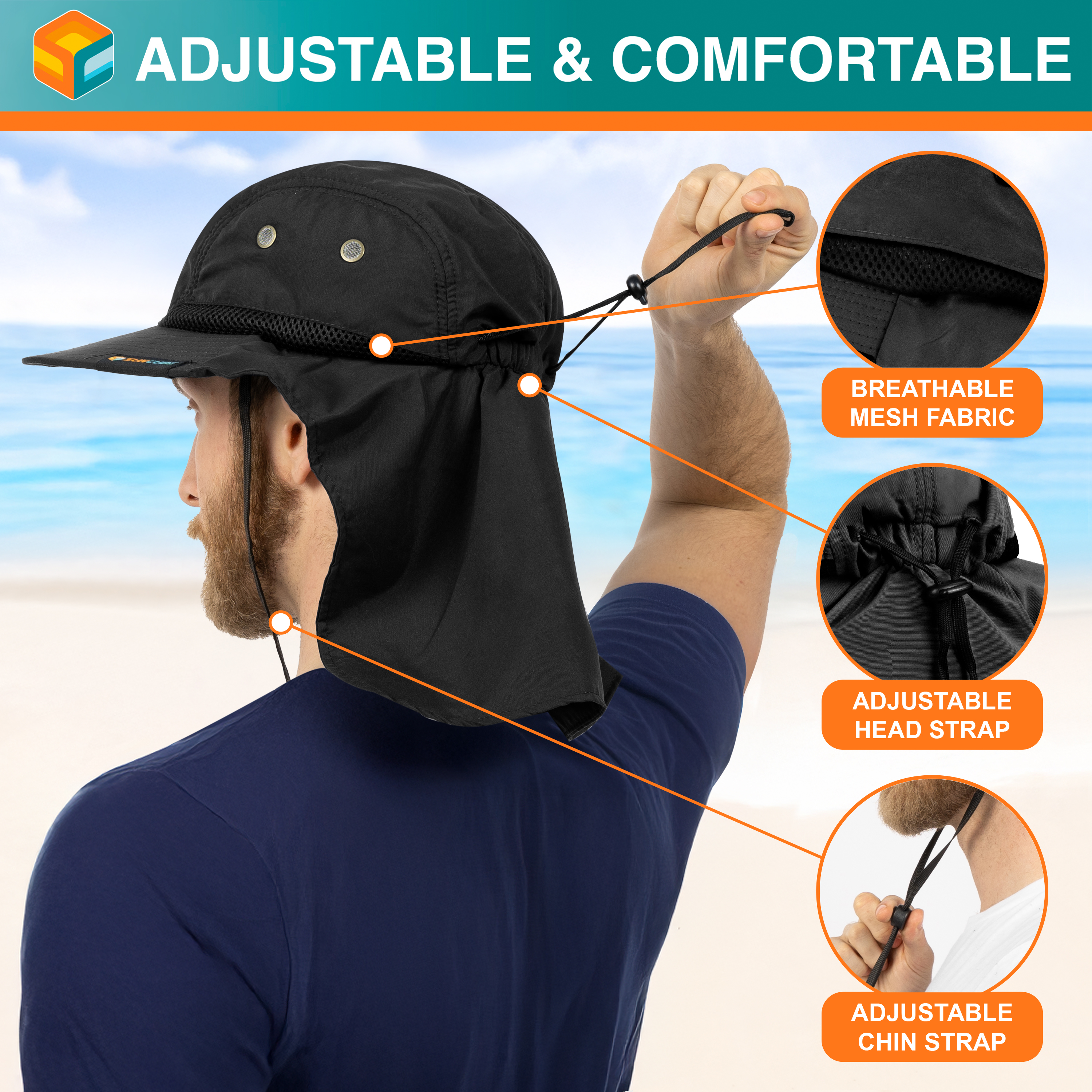 Wide Brim Sun Hat UV Protection Bucket Cap for Hiking Camping Fishing Safari Men