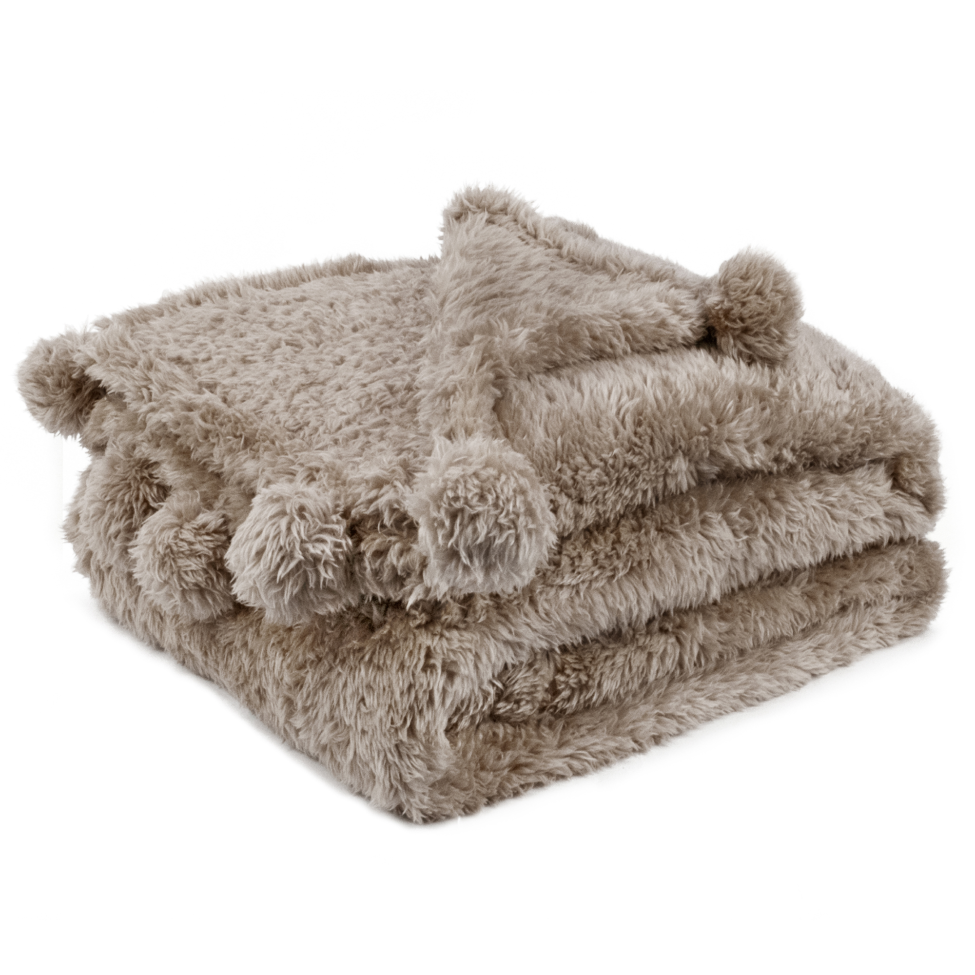 Soft Fuzzy Cozy Pom Pom Throw Blanket with Fluffy Sherpa Fleece for Sofa Couch - Picture 71 of 100