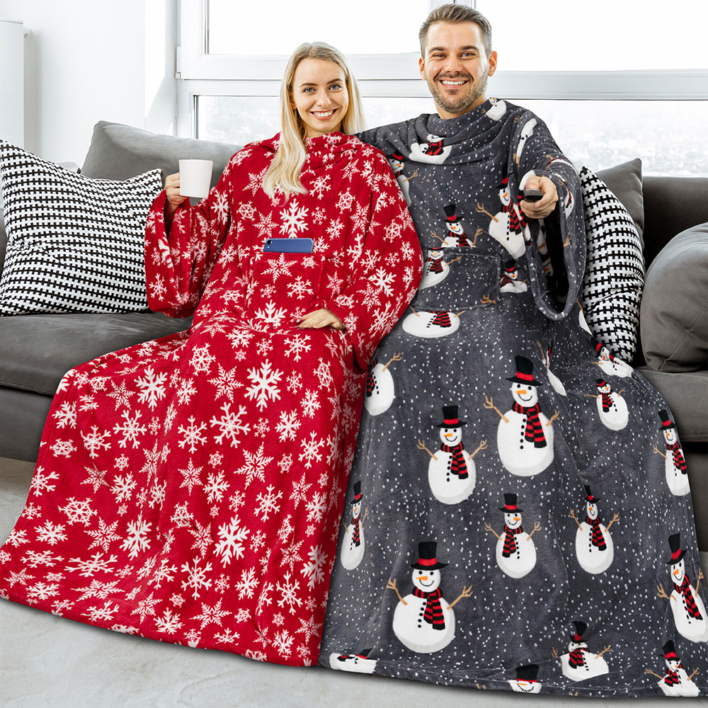 Manta portátil de Navidad con mangas de lana suave vestido acurrucado sofá sofá sofá sofá - Imagen 46 de 57