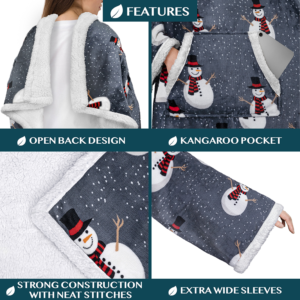 Manta portátil de Navidad con mangas de lana suave vestido acurrucado sofá sofá sofá sofá - Imagen 55 de 57