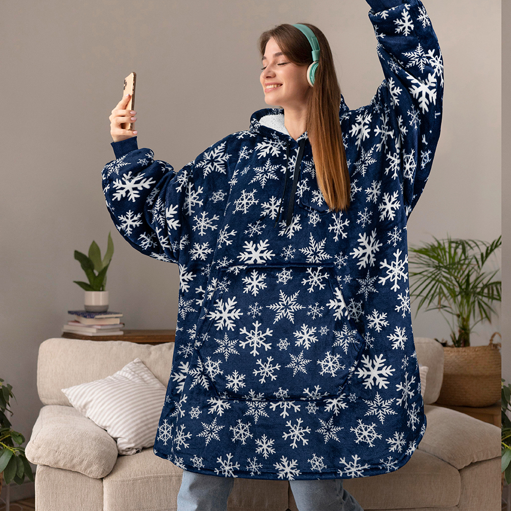 Blanket Sweatshirt Sherpa Lining Plush Soft Comfy Fleece Oversized Hoodie Pocket - Picture 16 of 101