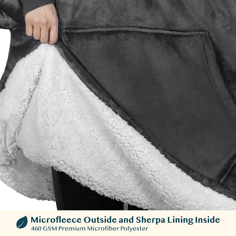 Blanket Sweatshirt Sherpa Lining Plush Soft Comfy Fleece Oversized Hoodie Pocket - Picture 42 of 101