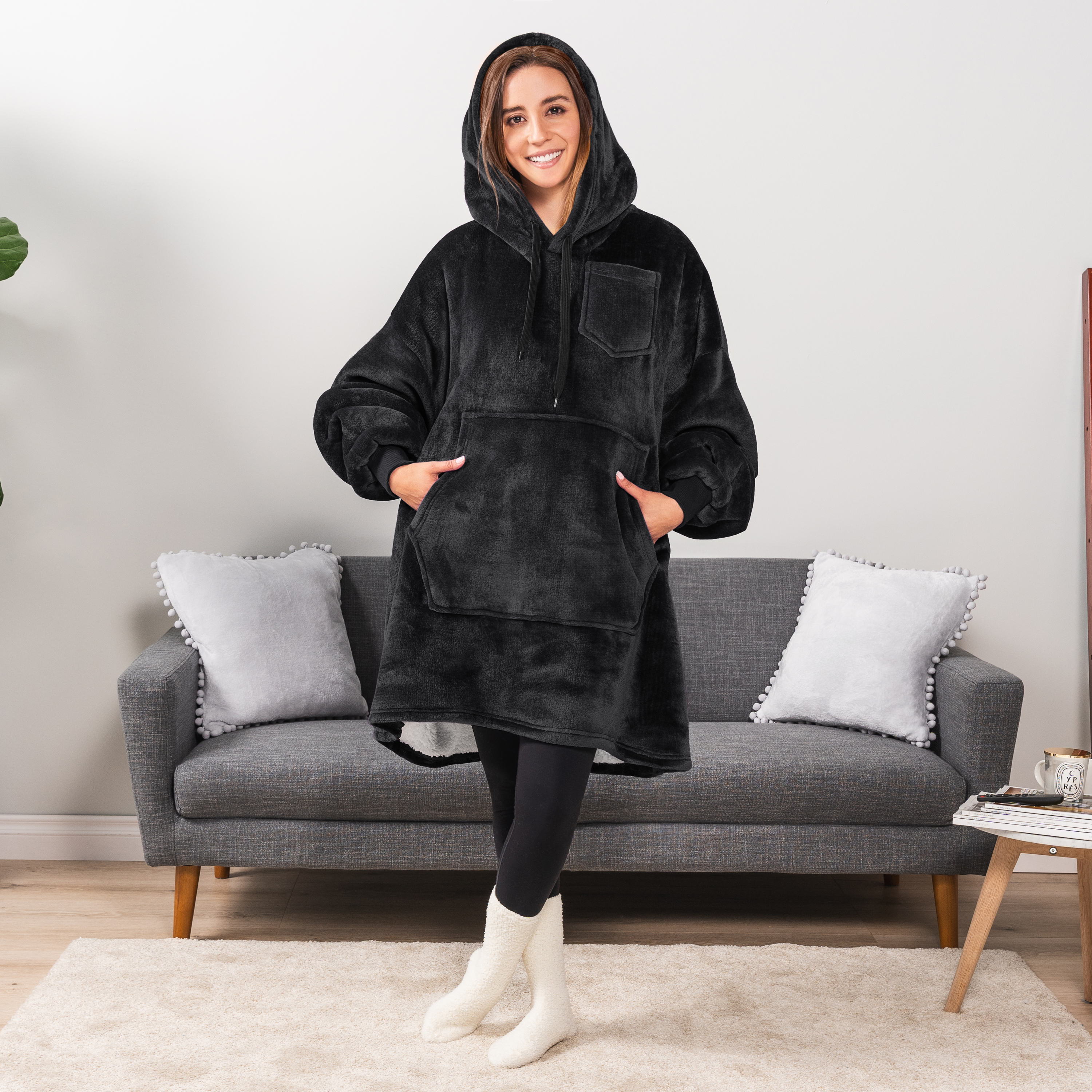 Blanket Sweatshirt Sherpa Plush Soft Comfy Fleece Oversized Hoodie Pocket Gift - Picture 7 of 117