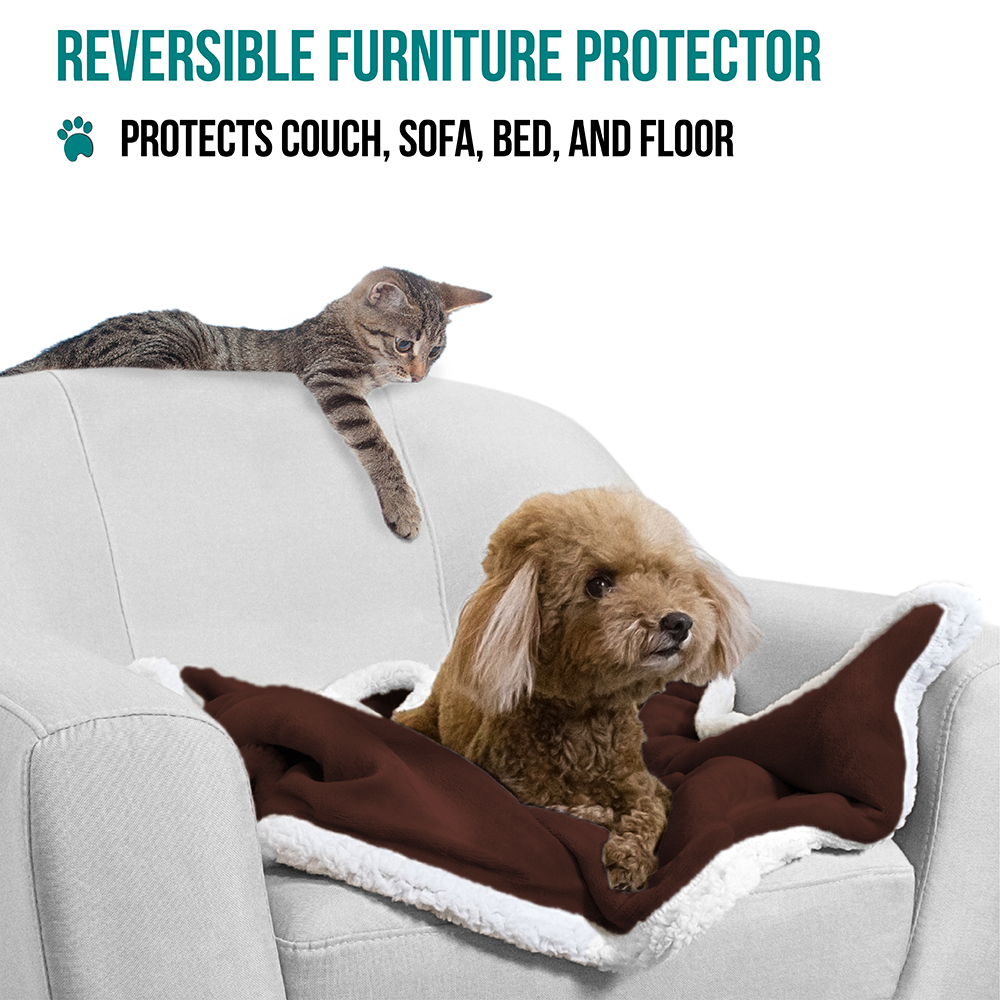 Haustierdecke für kleine mittelgroße Hunde Welpen Katze Kätzchen wendbar weiches Fleece Sherpa - Bild 21 von 70