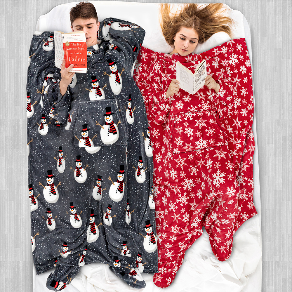 Tragbare Decke mit Fußtasche Ärmel Weich Fleece Wickel Sofa Couch TV Geschenke - Bild 167 von 192