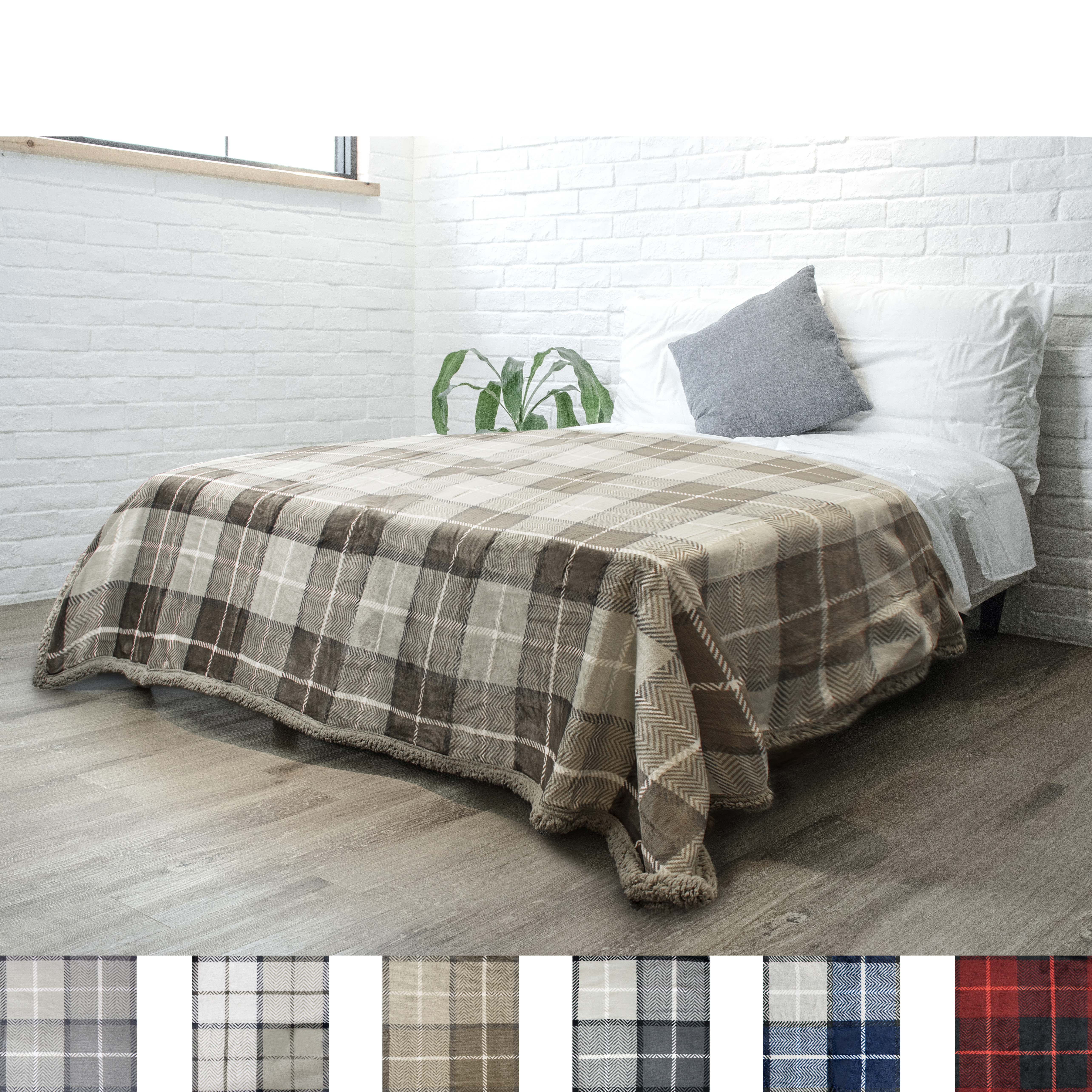 Plaid Throw Blanket for Couch Sofa Bed Sherpa Fleece Soft Microfiber Reversible - Picture 113 of 114