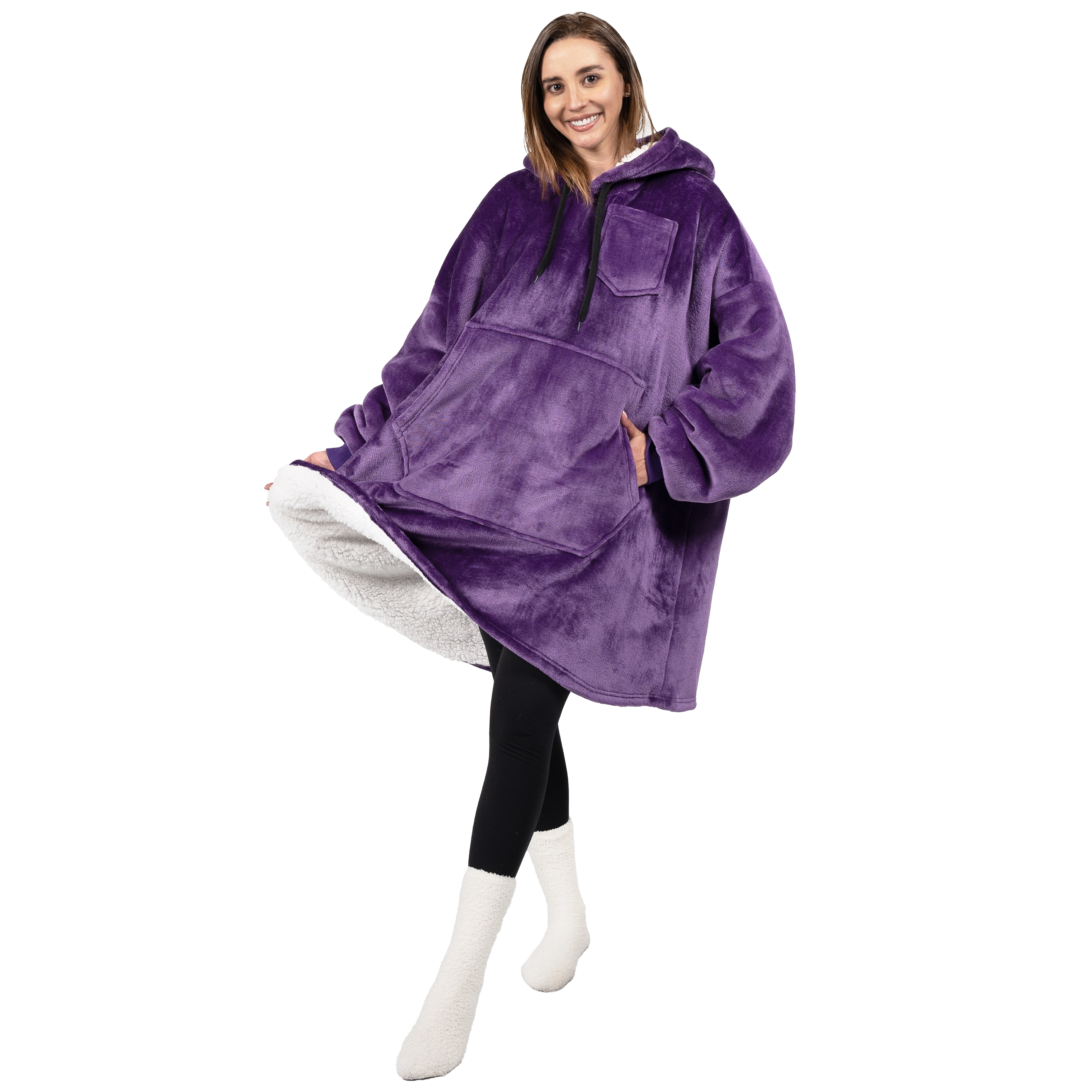 Blanket Sweatshirt Sherpa Plush Soft Comfy Fleece Oversized Hoodie Pocket Gift - Picture 85 of 117