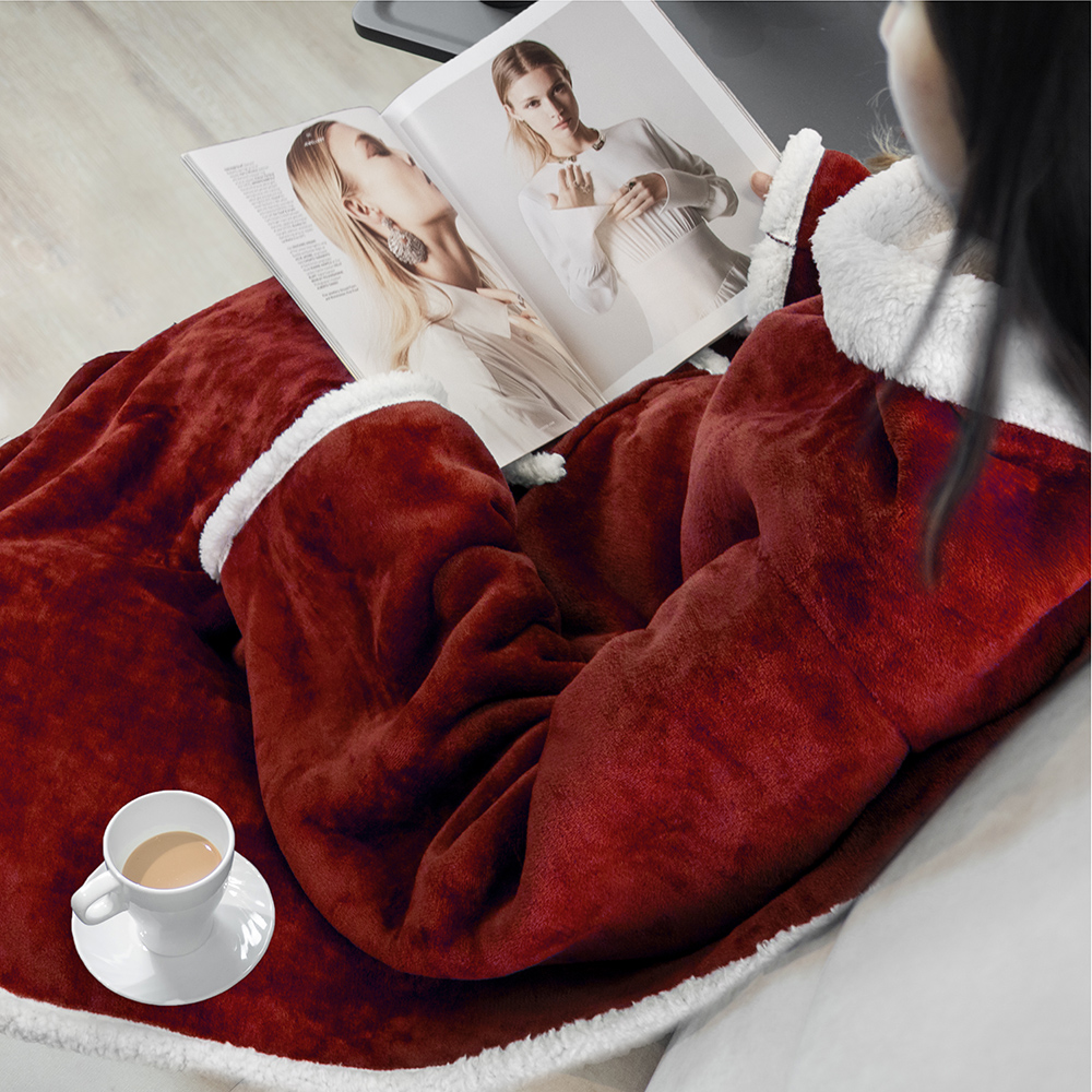 Fleece Wearable TV Blanket with Sleeves Front Pocket Robe Warn Soft Blanket Gift - Picture 168 of 168