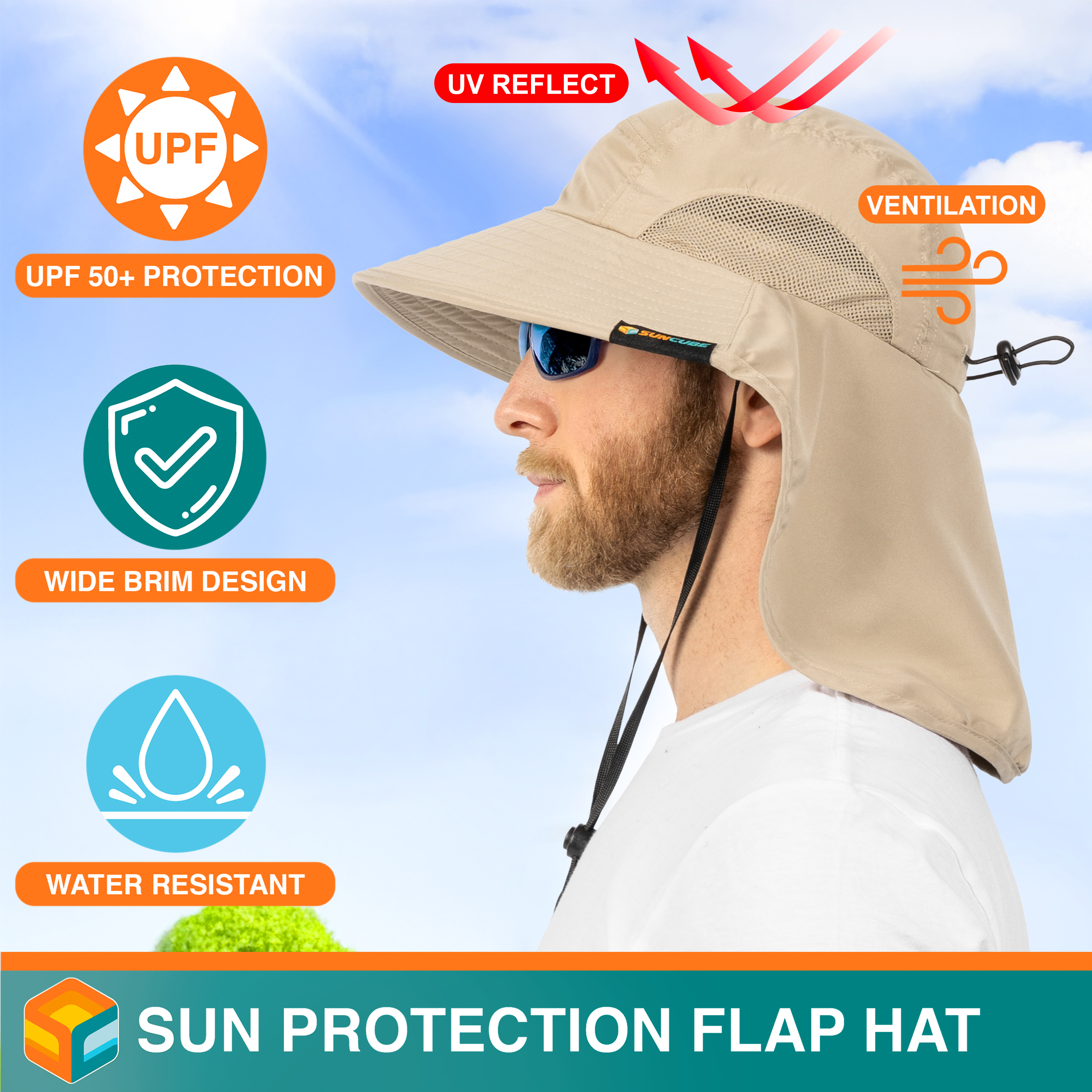 Sombrero para el Sol con Solapa para el Cuello Ala Ancha Sombrero para Senderismo 50+UPF Hombres Mujeres Pesca Safari FPS - Imagen 108 de 128