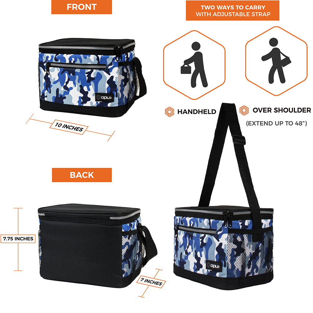 OPUX Insulated Lunch Bag For Adults & Kids - Leakproof, Reusable, With Handle - Heather/Black