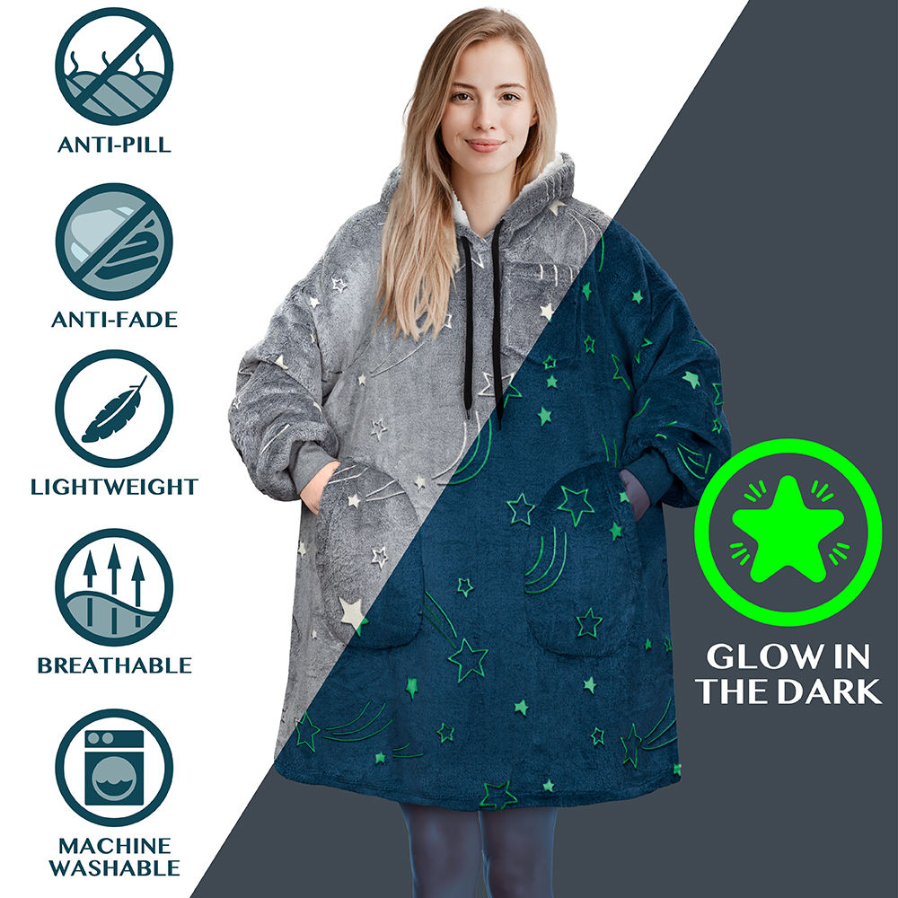 Manta Sudadera Sherpa Forro Felpa Suave Cómoda Vellón Gran Tamaño Sudadera con Capucha Bolsillo - Imagen 45 de 118