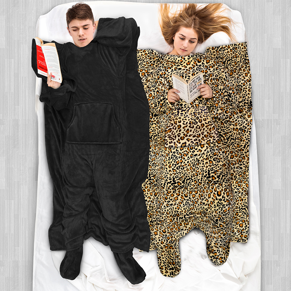 Tragbare Decke mit Fußtasche Ärmel Weich Fleece Wickel Sofa Couch TV Geschenke - Bild 52 von 192