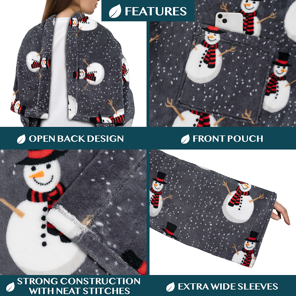 Manta portátil de Navidad con mangas de lana suave vestido acurrucado sofá sofá sofá sofá - Imagen 45 de 57