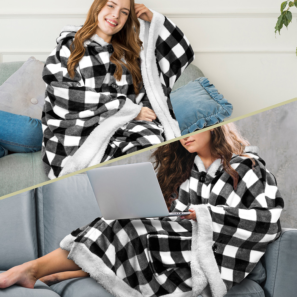 Manta portátil con capucha Angel Wrap para mujer acogedora poncho envolvente capucha tiro para adulto - Imagen 57 de 184